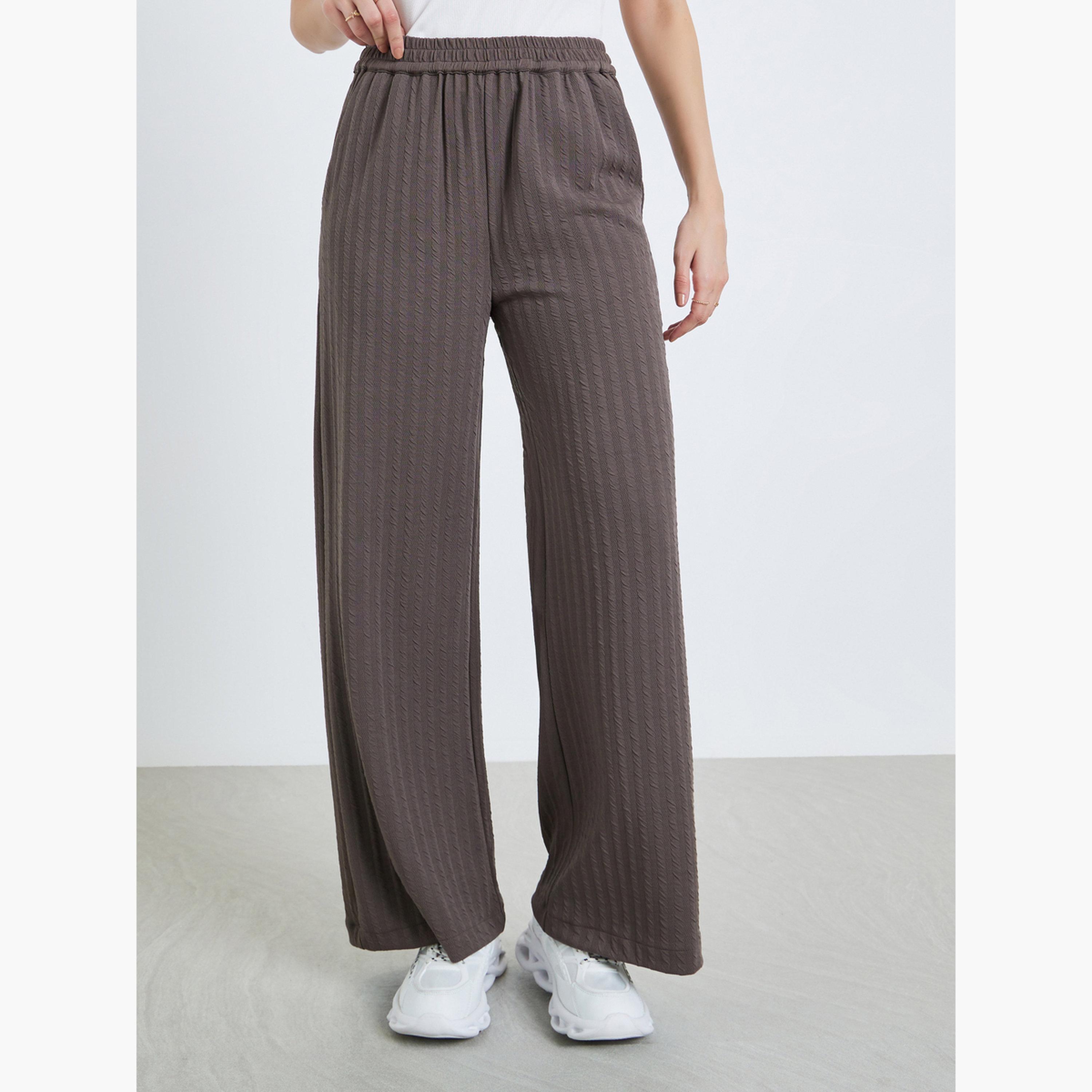 بنطال مخطط بأرجل واسعة-women-clothing-bottoms-trousers-image-1