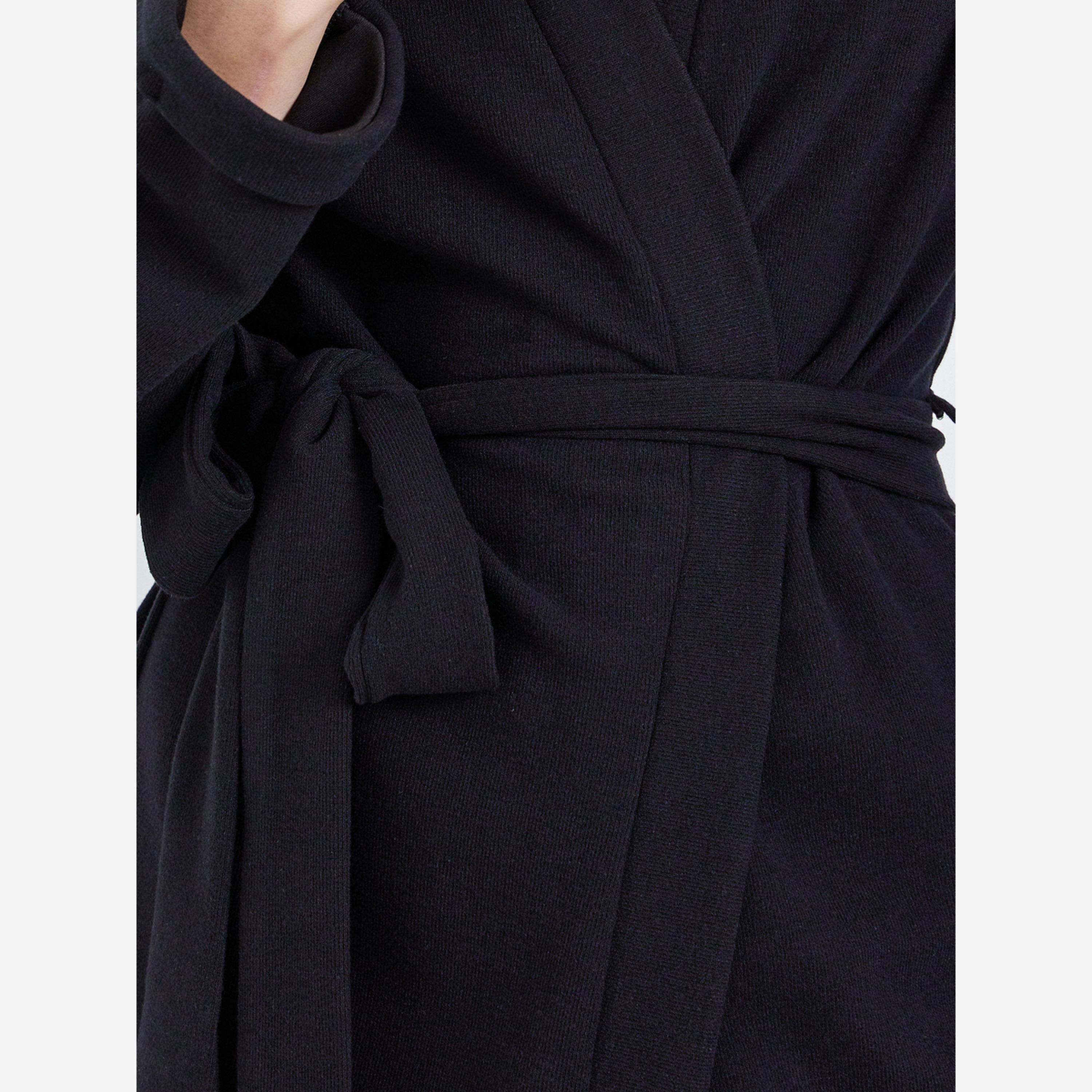 ستايلي - طقم كارديجان وبنطال لون أسود طويل بحزام للنساء-women-clothing-coordsets-image-4