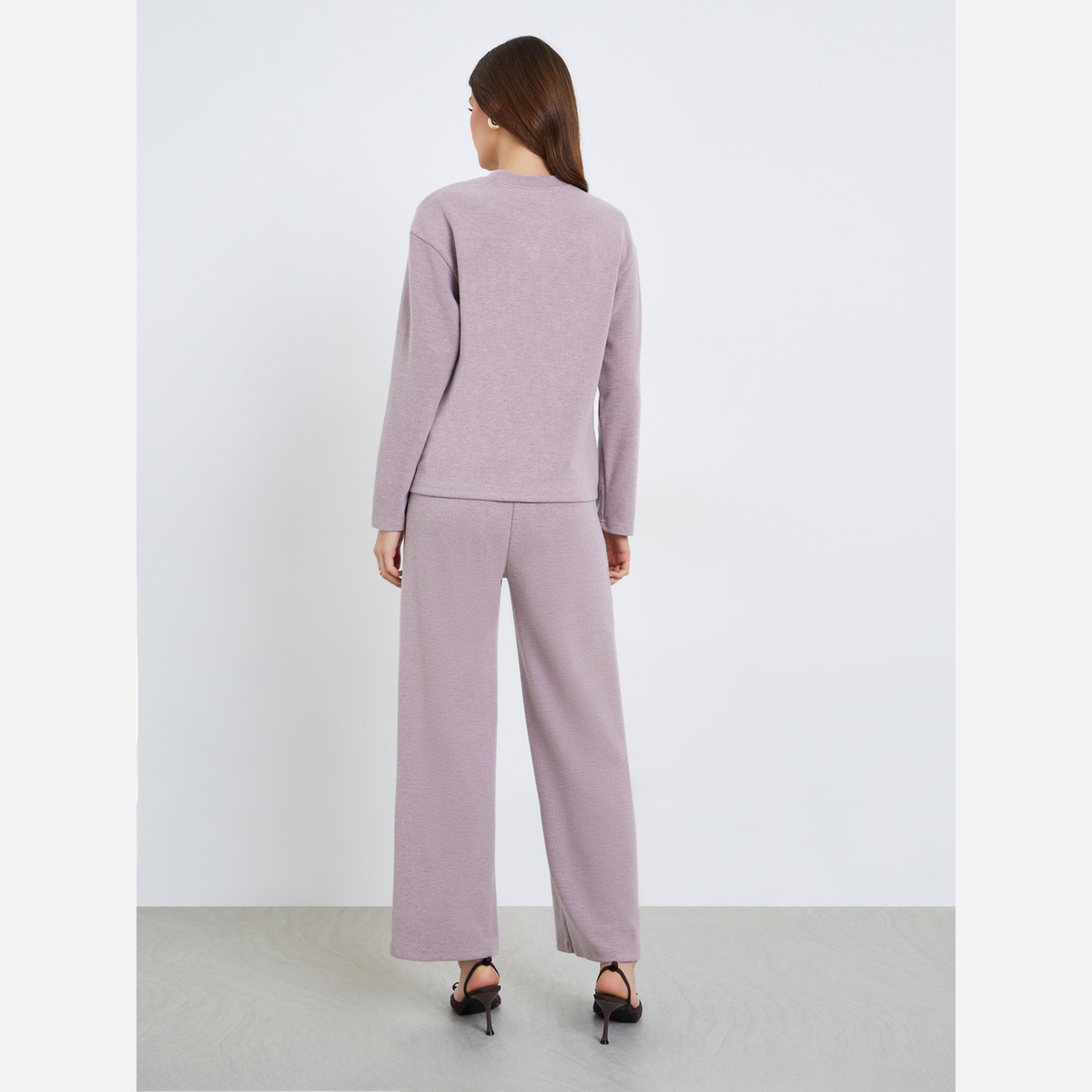 Styli Women Lilac Knit Top and Pants Co-Ords-women-clothing-coordsets-image-6