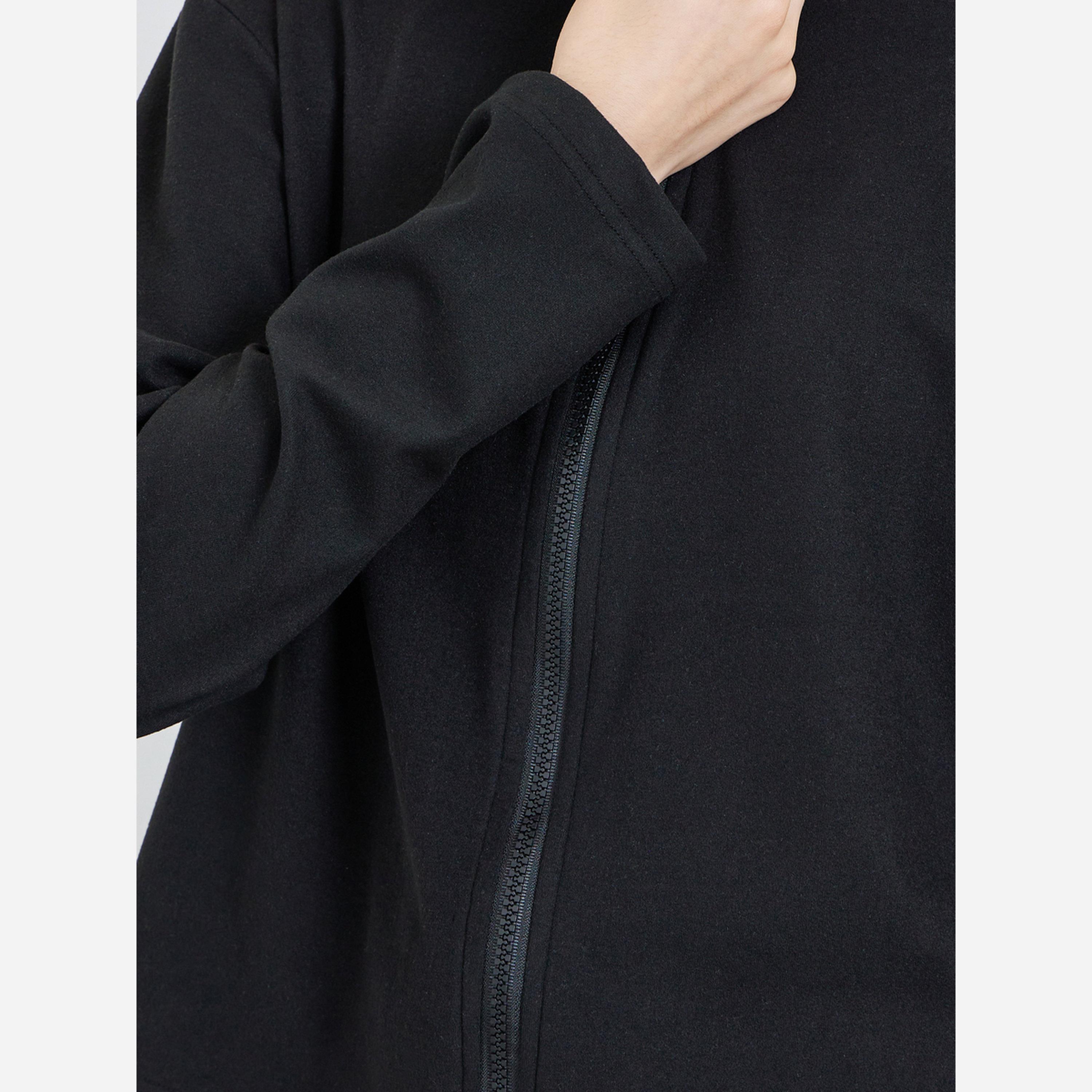 ستايلي - طقم نسائي لون أسود من جاكيت وبنطال محبوك بسحاب أمامي-women-clothing-coordsets-image-4