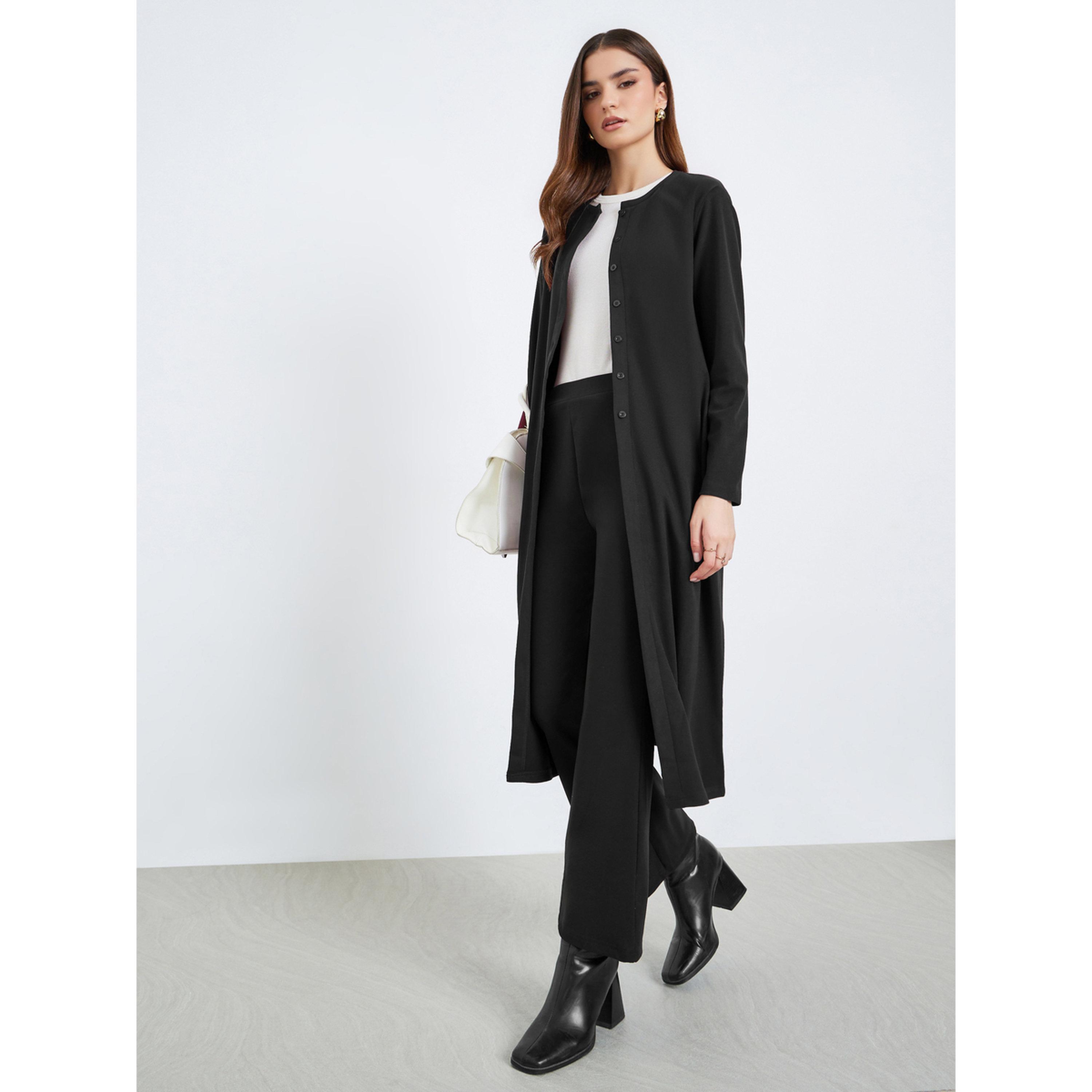 طقم منسق من بنطال وبلوزة ميدي بتفاصيل محبوكة-women-clothing-coordsets-image-2