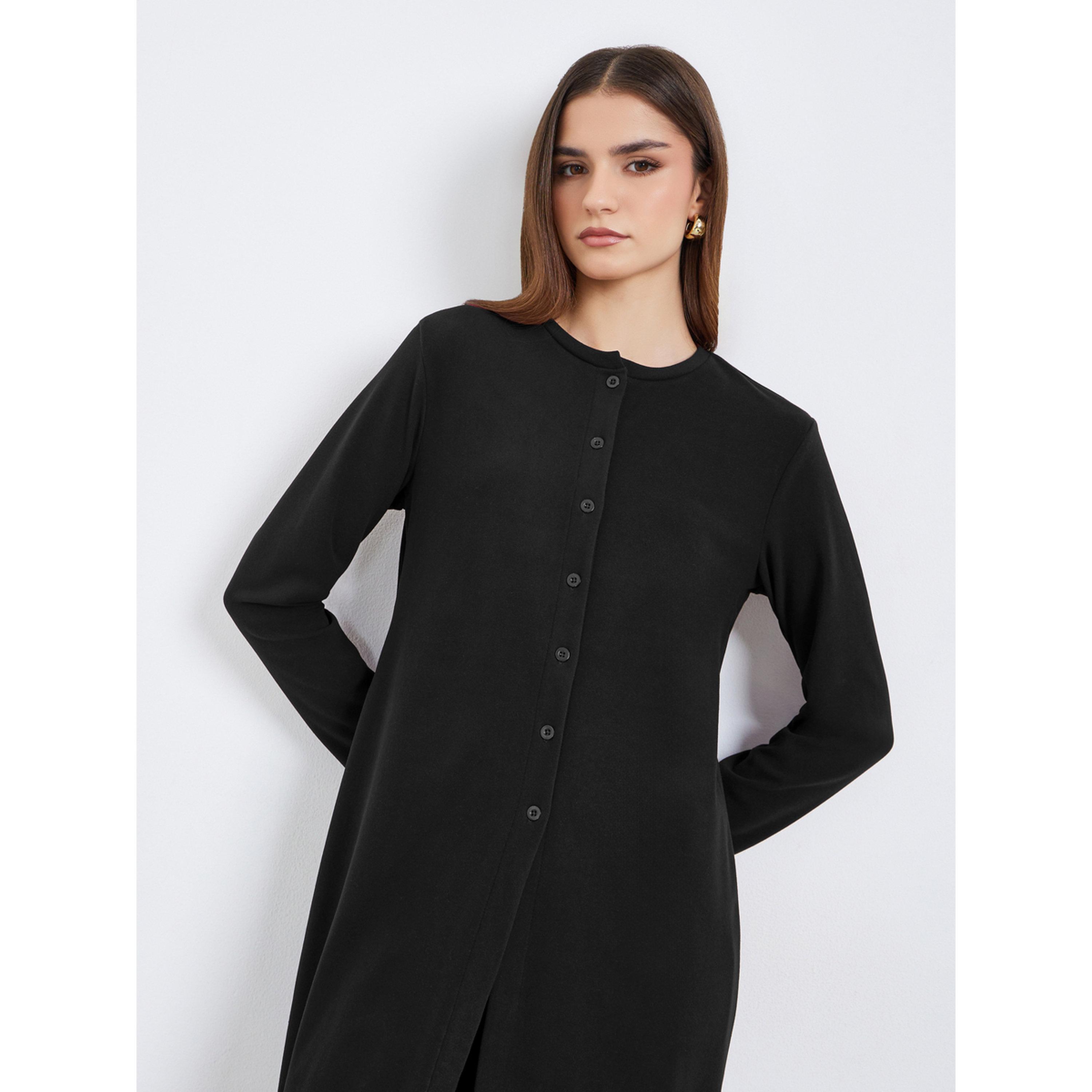 طقم منسق من بنطال وبلوزة ميدي بتفاصيل محبوكة-women-clothing-coordsets-image-3