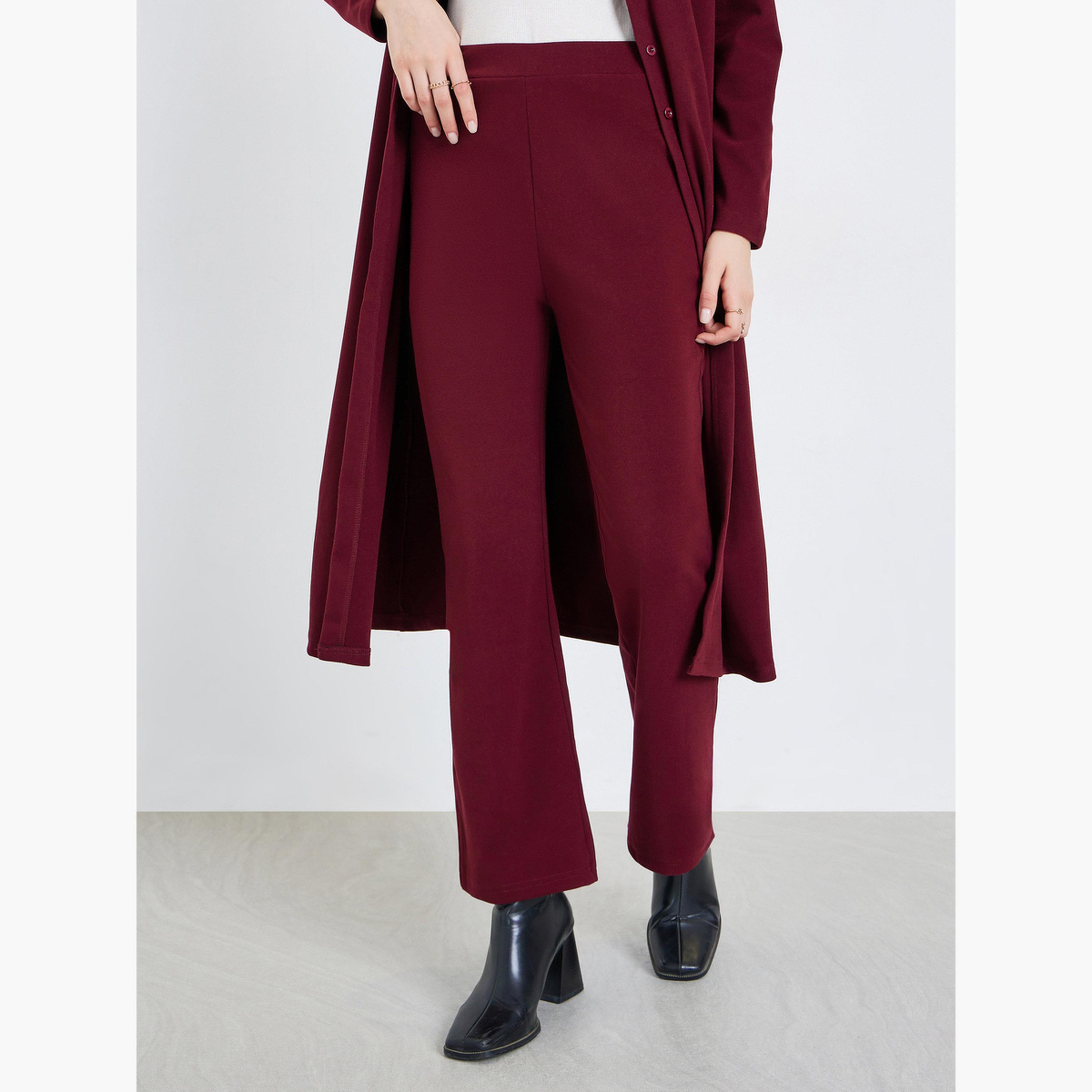 طقم منسق من بلوزة ميدي بتفاصيل محبوكة وبنطال-women-clothing-coordsets-image-4