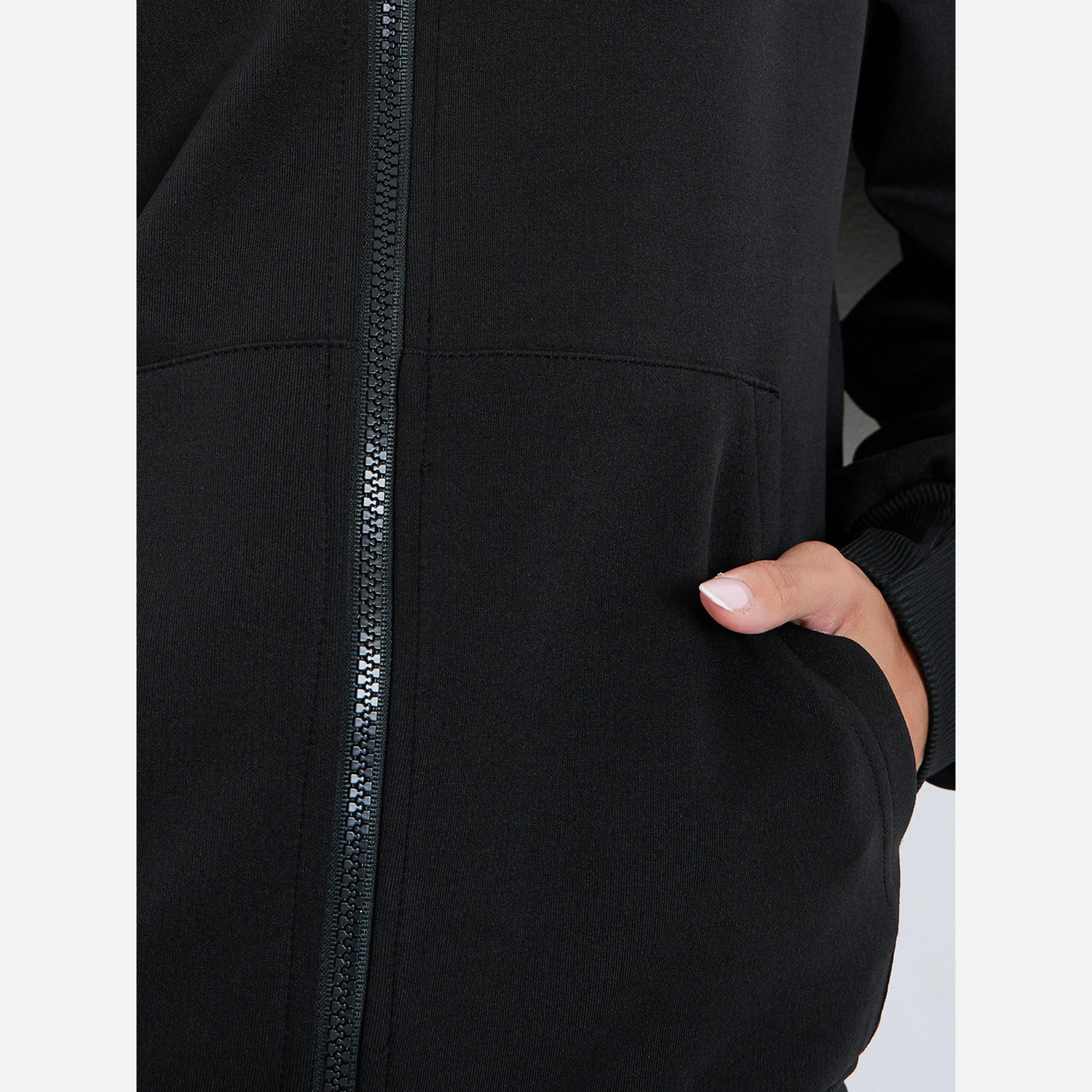 ستايلي - طقم جاكيت بقبعة وبنطال نسائي لون أسود-women-clothing-coordsets-image-3