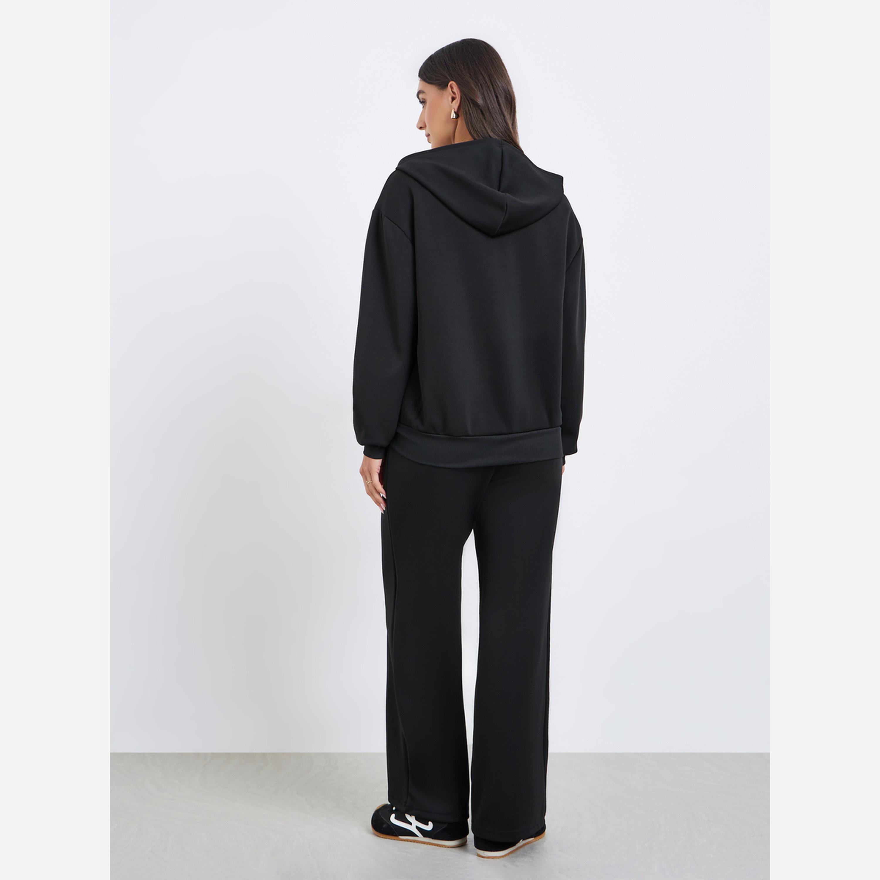 ستايلي - طقم جاكيت بقبعة وبنطال نسائي لون أسود-women-clothing-coordsets-image-5