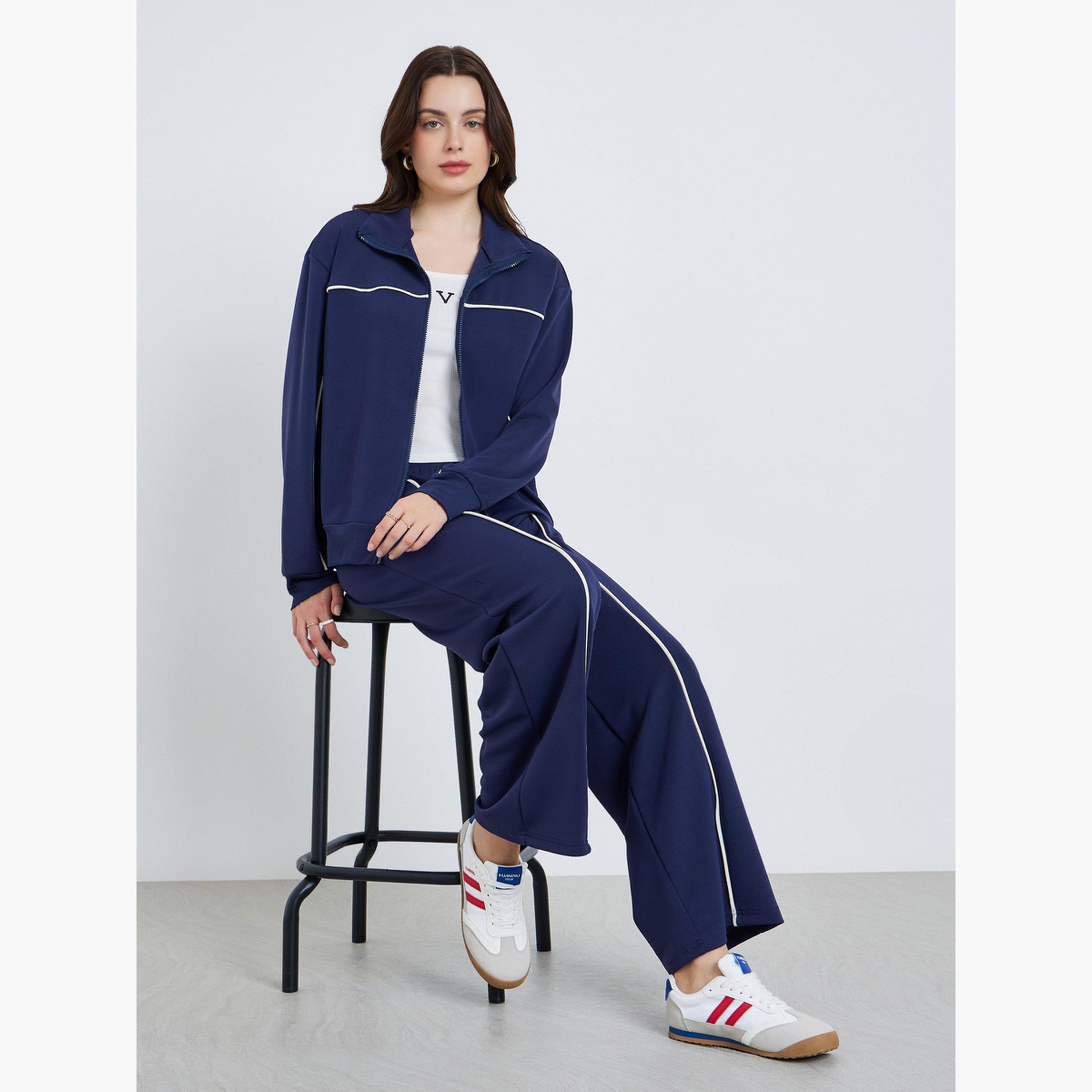 طقم منسق من جاكيت بومبر محبوك وبنطال-women-clothing-coordsets-image-2
