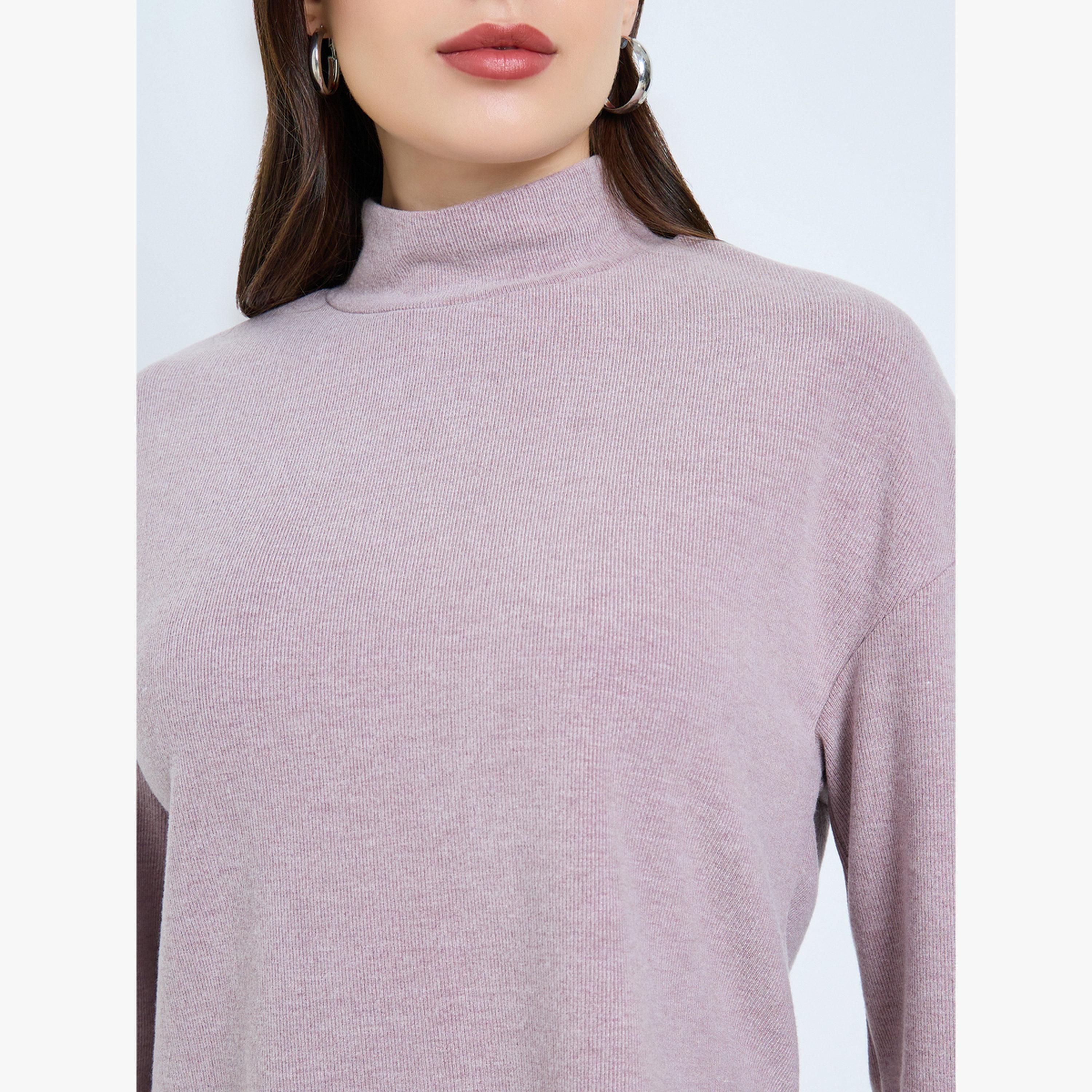 Styli Women Lilac Asymmetric Knit Top and Pants Co-Ords-women-clothing-coordsets-image-3