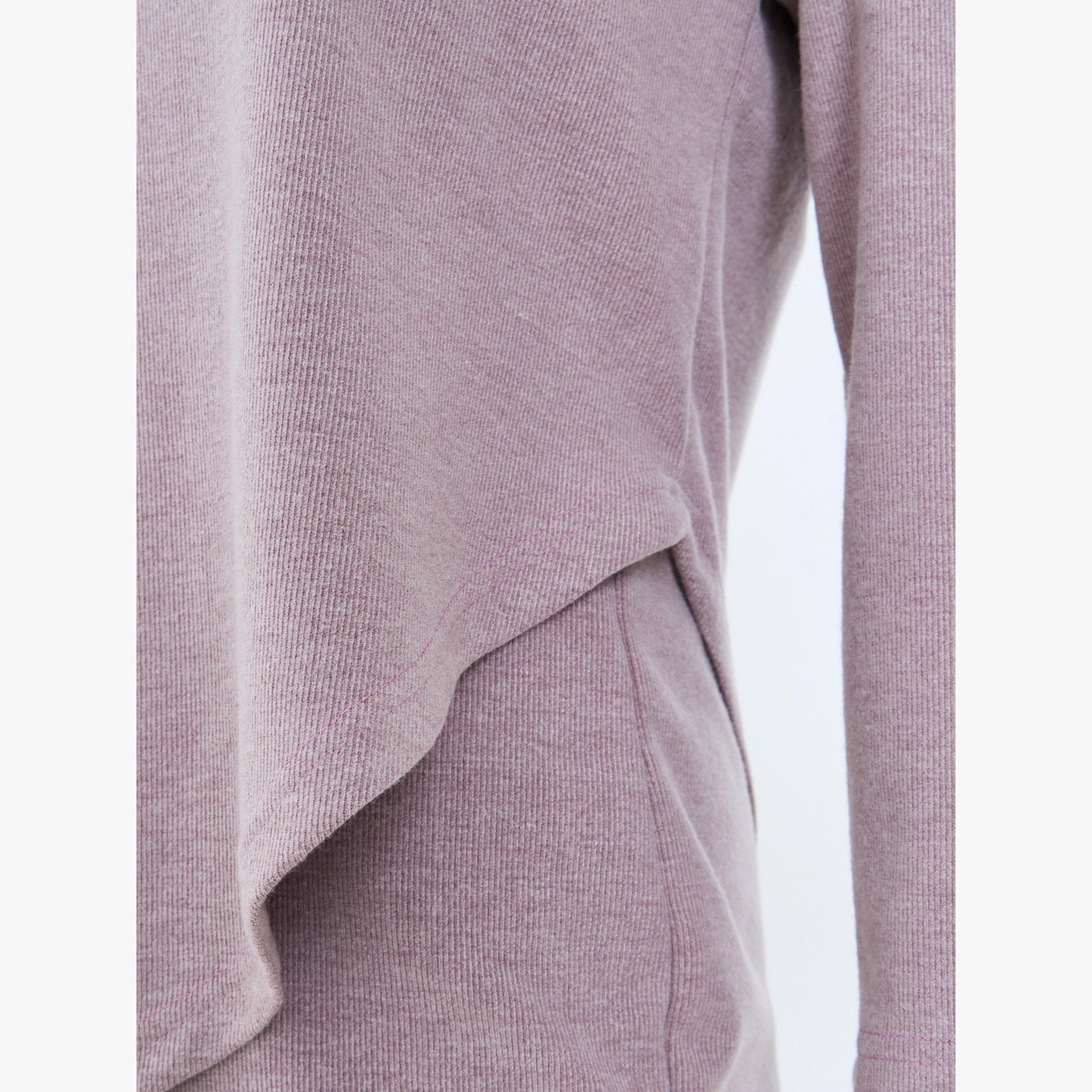 Styli Women Lilac Asymmetric Knit Top and Pants Co-Ords-women-clothing-coordsets-image-6