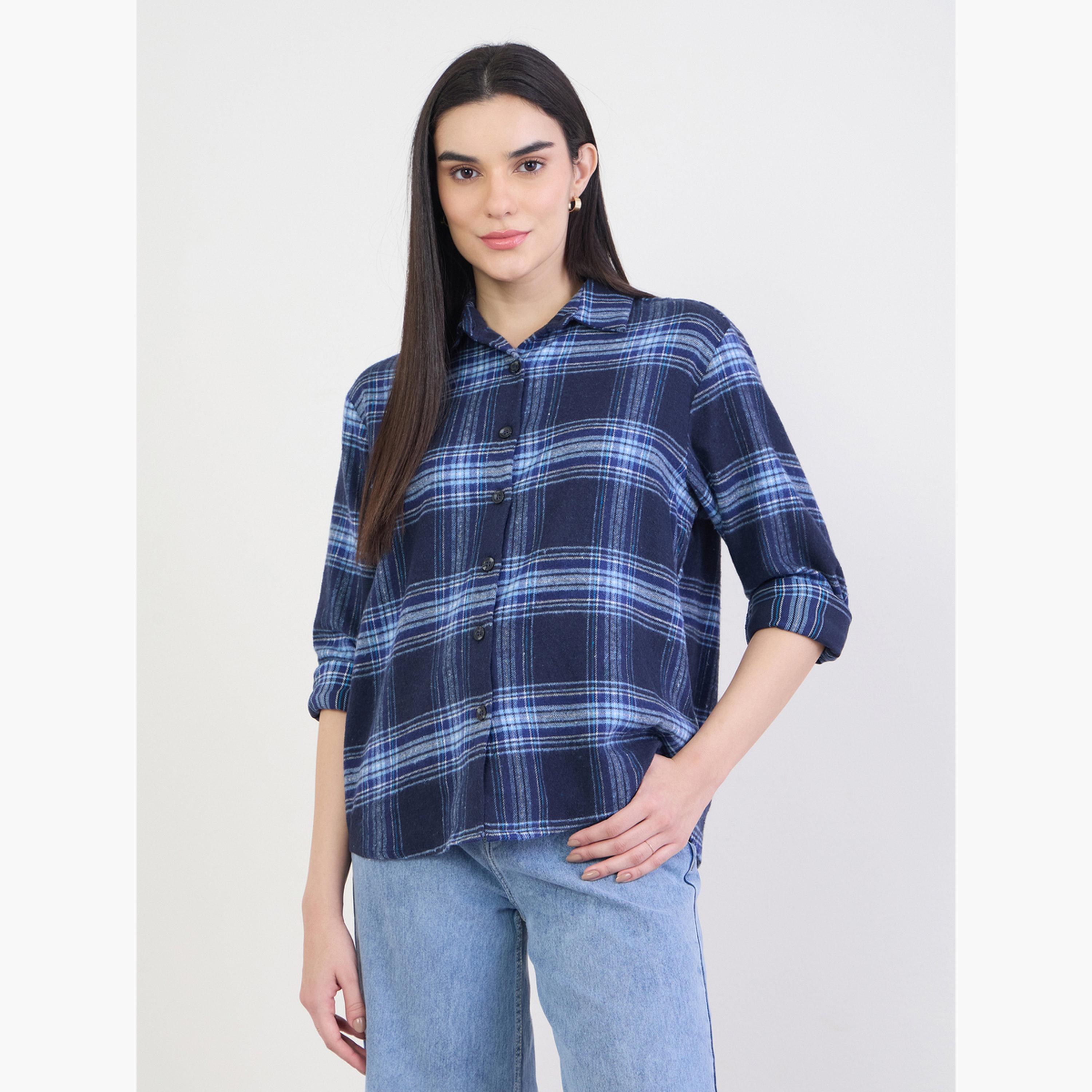 قميص فلانيل كاروهات قطن 100%-women-clothing-shirtsandblouses-shirts-image-1
