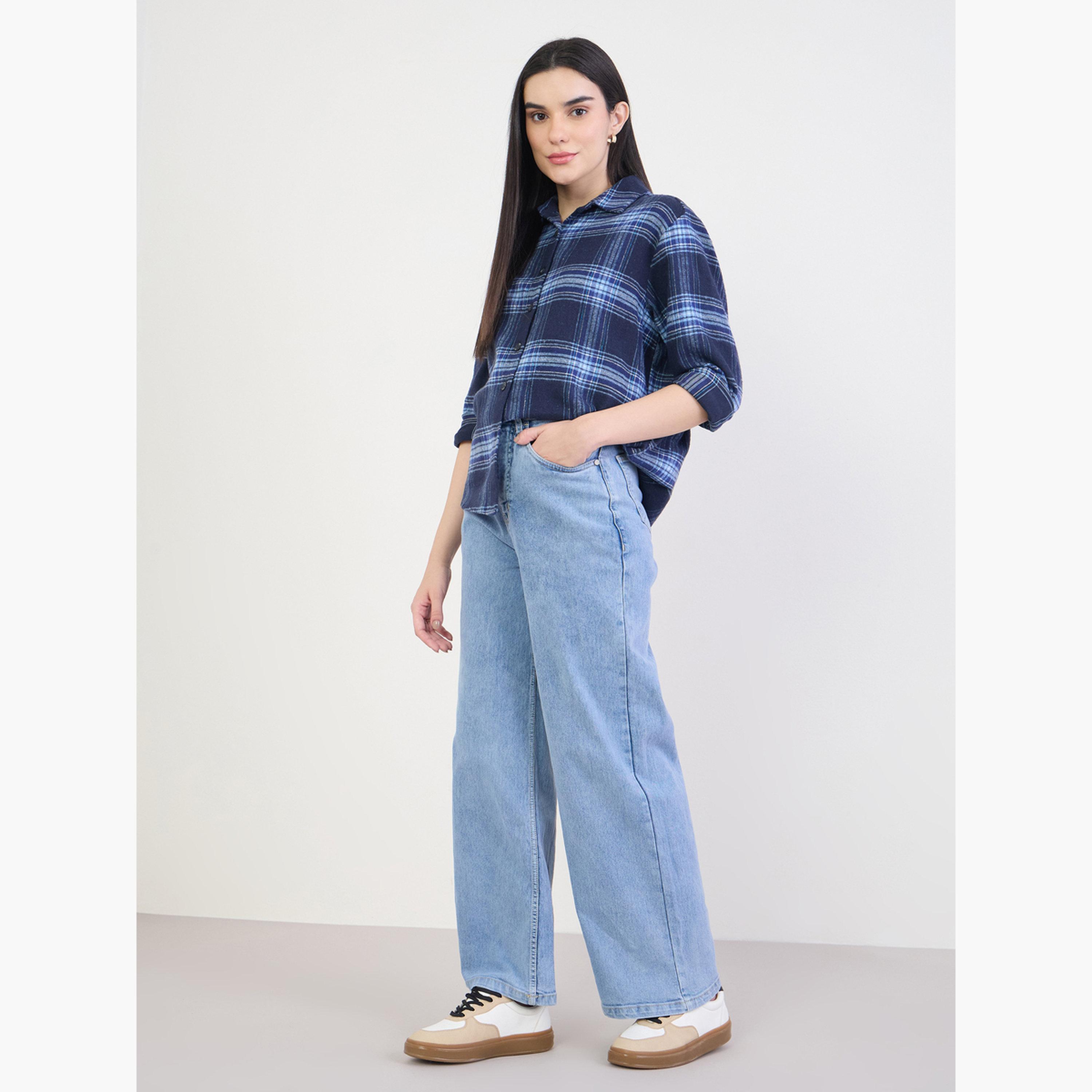 قميص فلانيل كاروهات قطن 100%-women-clothing-shirtsandblouses-shirts-image-2