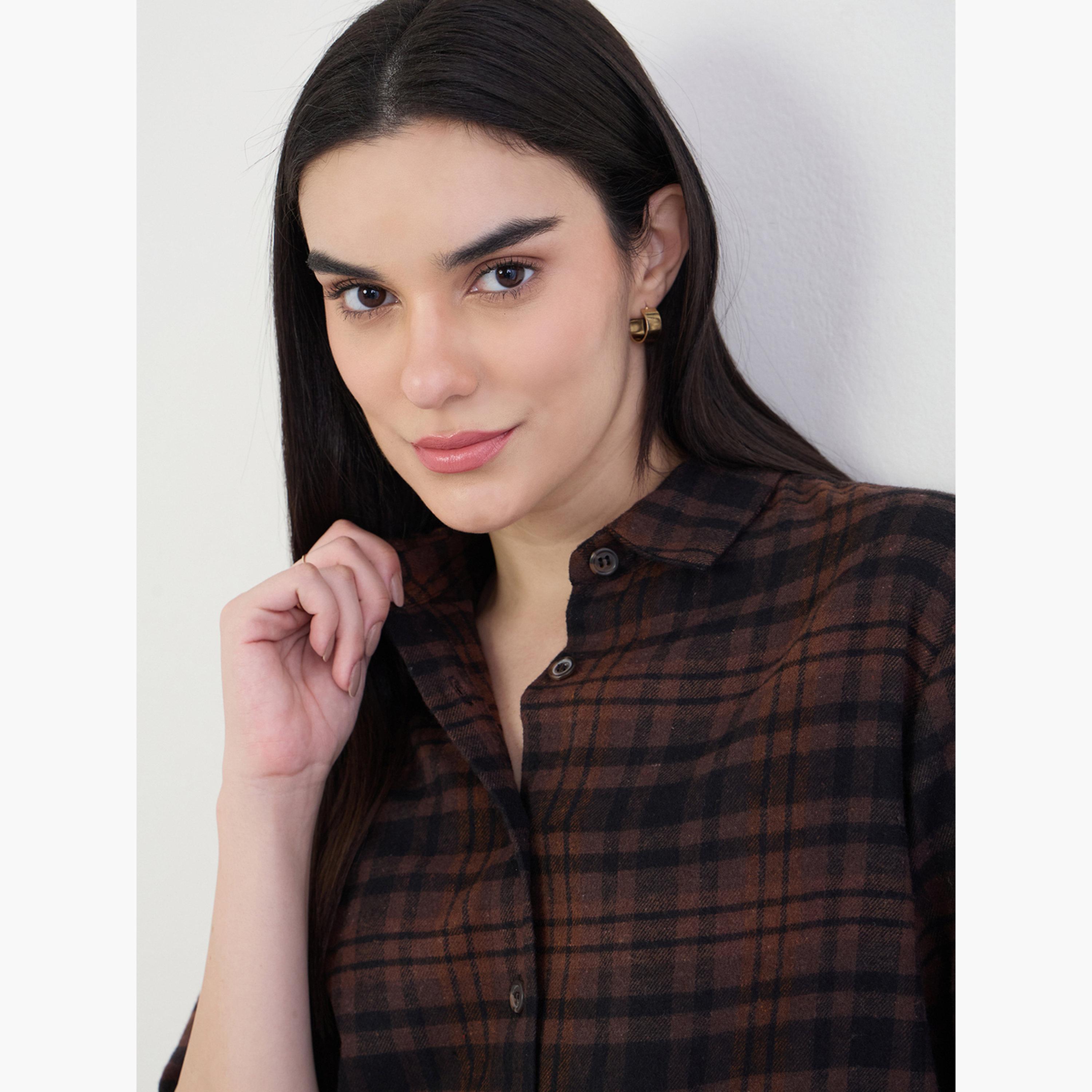 قميص فلانيل كاروهات قطن 100%-women-clothing-shirtsandblouses-shirts-image-3