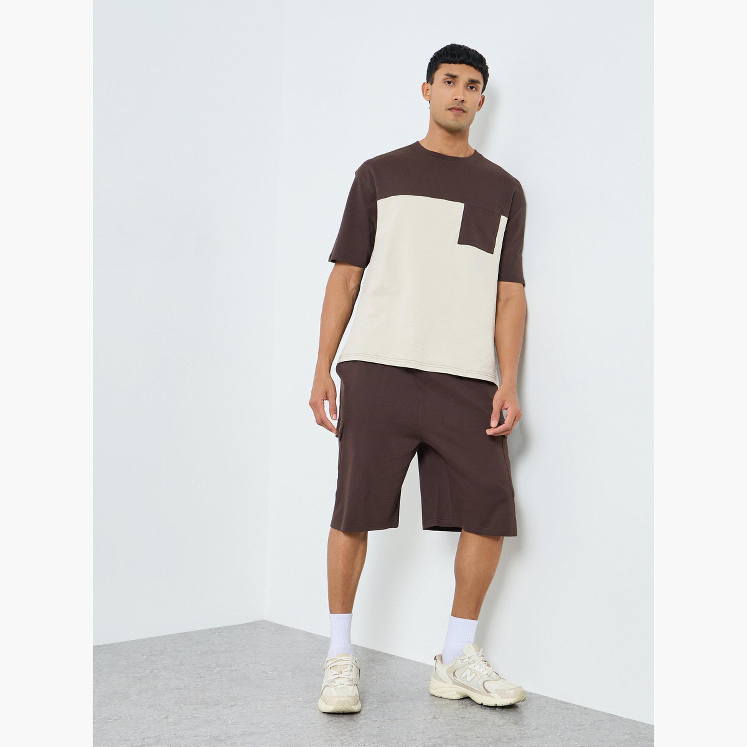 Styli Men Color Block Oversized T-Shirt and Shorts Co-Ords-men-clothing-coordsets-image-1