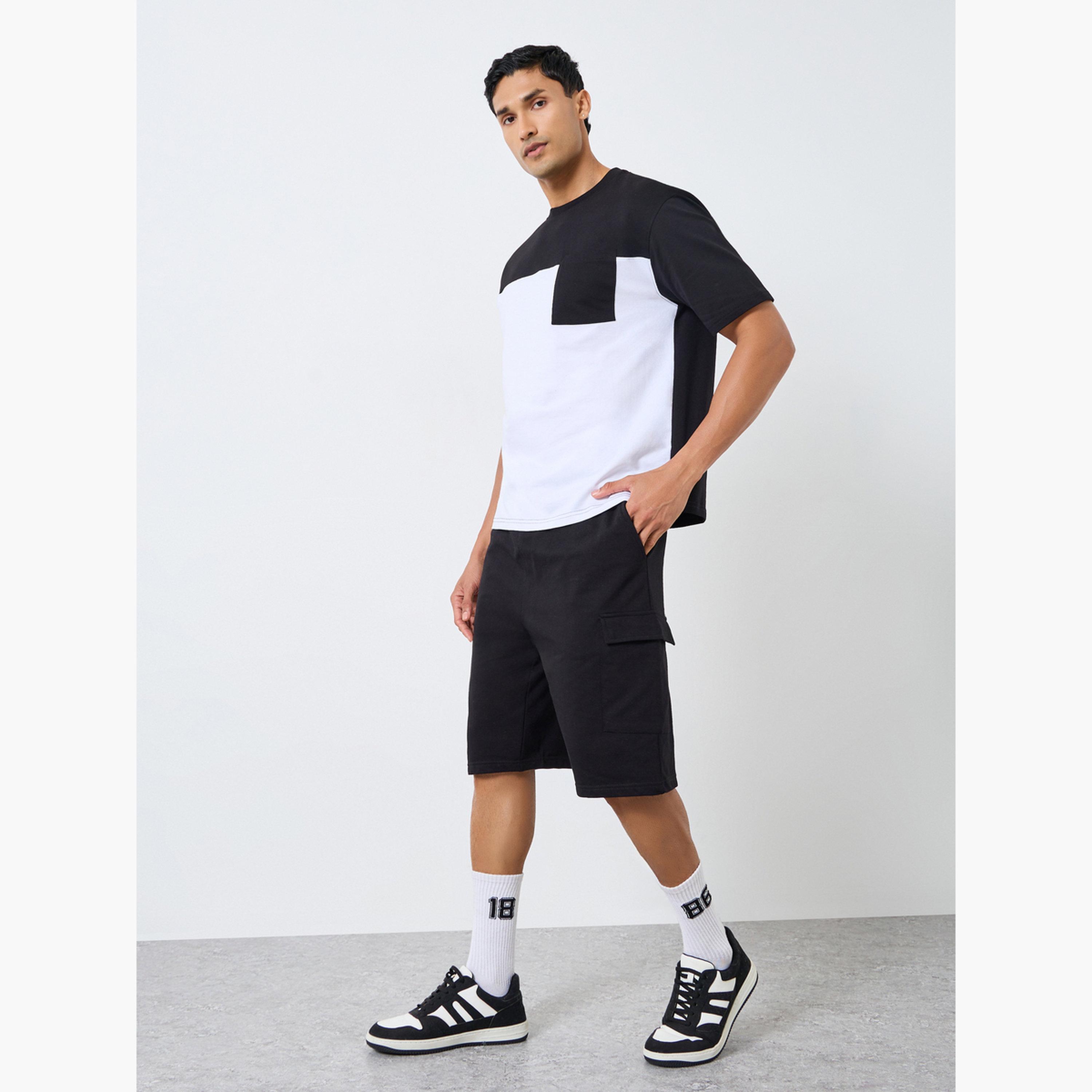Styli Men Color Block T-Shirt and Shorts Co-Ords-men-clothing-coordsets-image-1