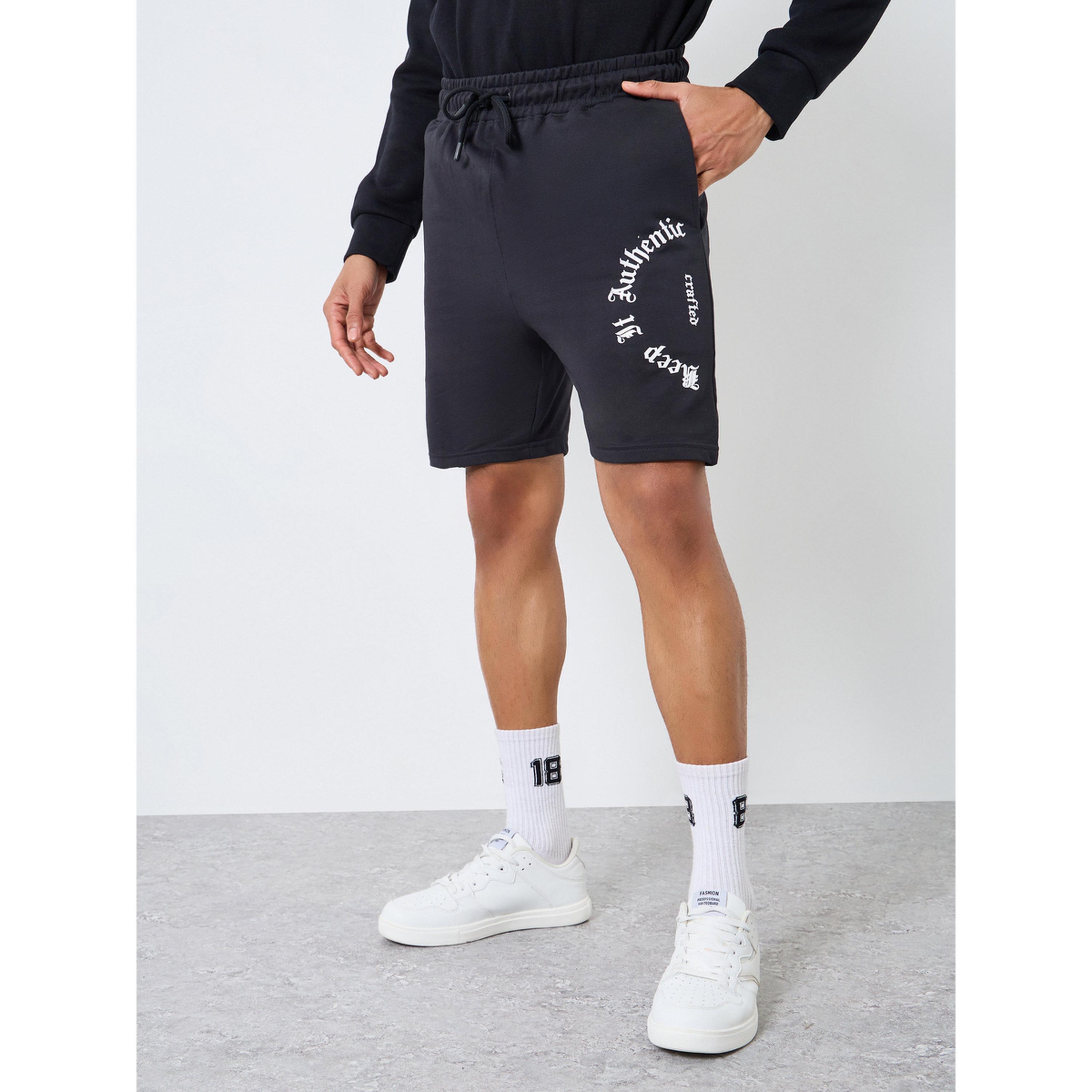 Styli Men Black Graphic Print Shorts-men-clothing-bottoms-shorts-image-1