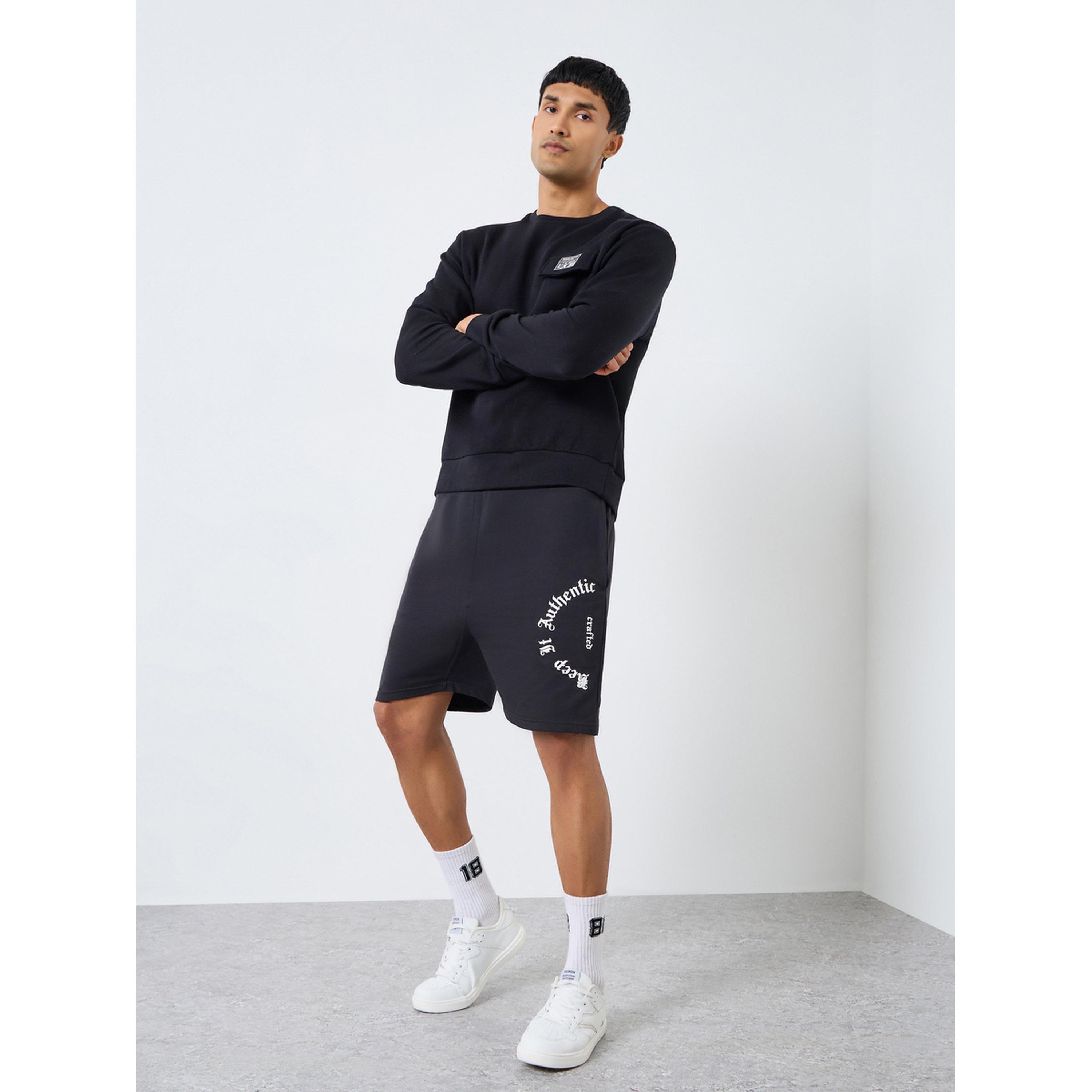 Styli Men Black Graphic Print Shorts-men-clothing-bottoms-shorts-image-2