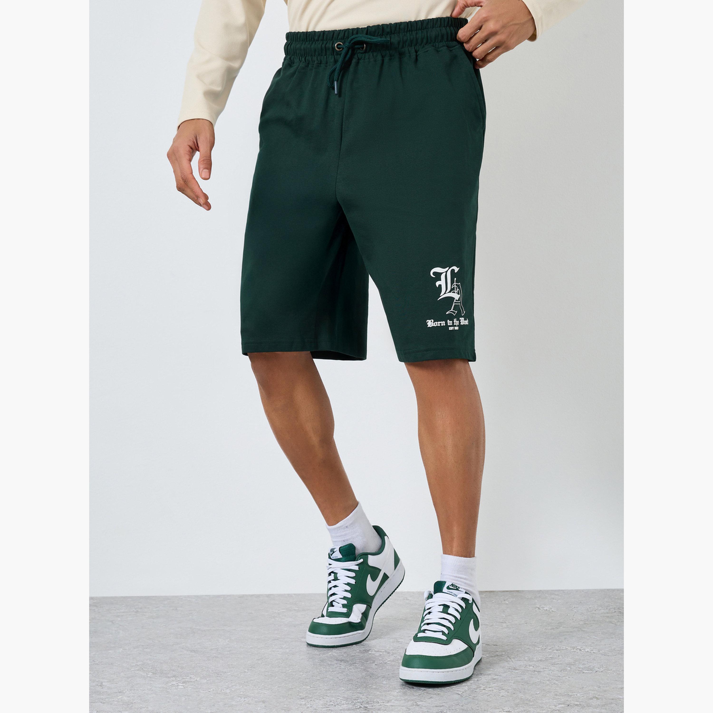 Styli Men Green Printed Oversized Shorts-men-clothing-bottoms-shorts-image-1