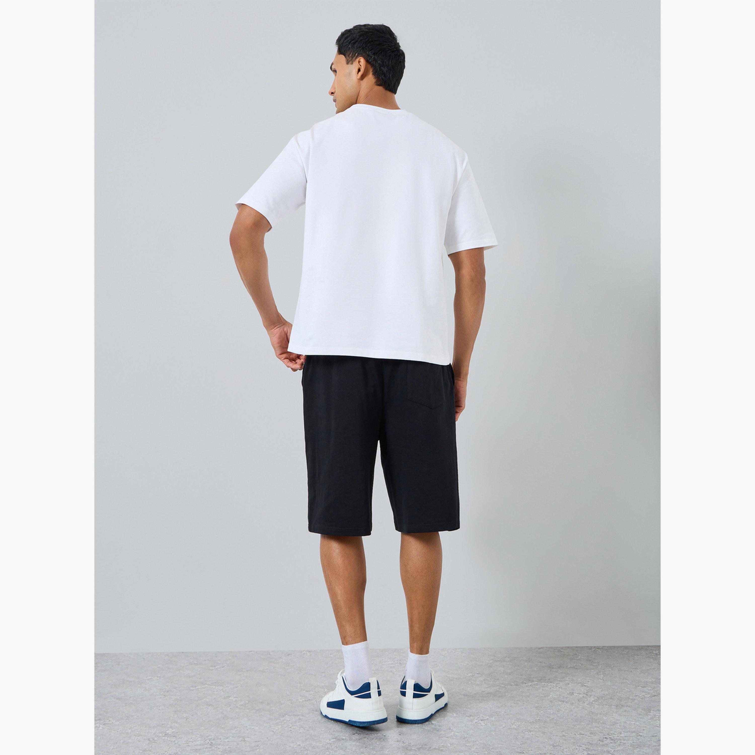 Styli Men Minimal Print Oversized T-Shirt and Shorts Co-Ords-men-clothing-coordsets-image-5