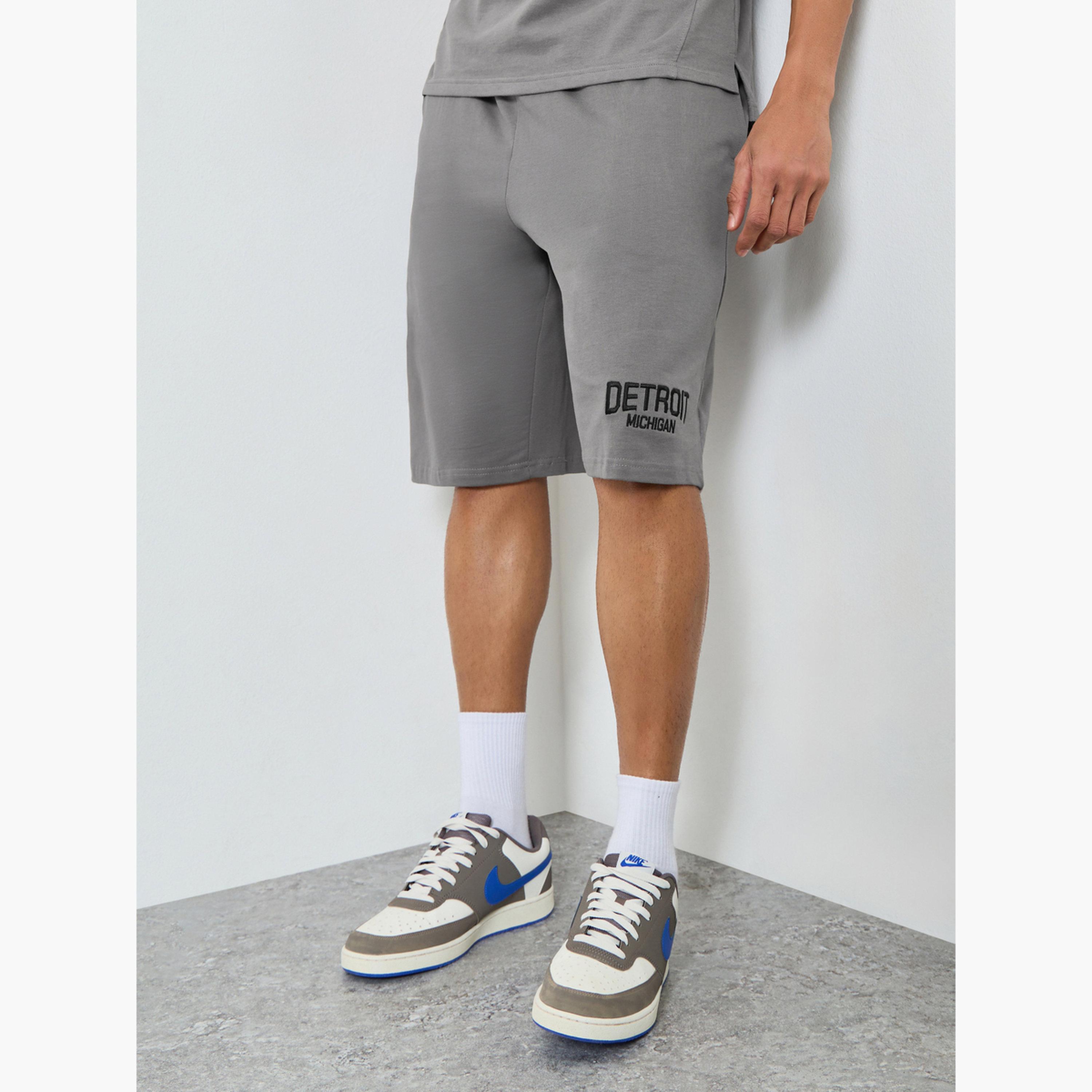 Styli Men Grey Detroit Graphic Oversized Shorts-men-clothing-bottoms-shorts-image-1