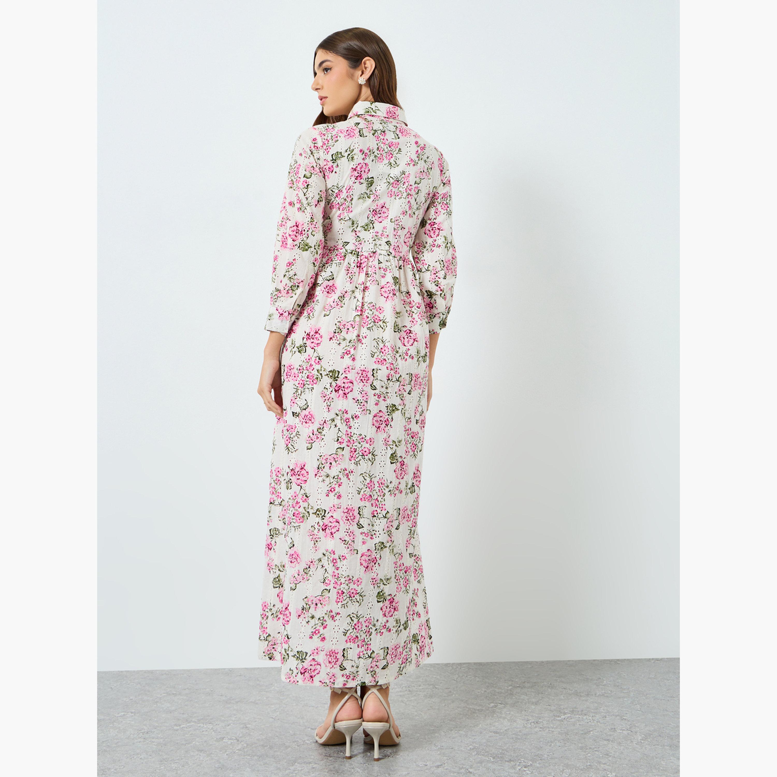 فستان ماكسي بأزرار وطبعة زهور-women-clothing-dresses-image-4