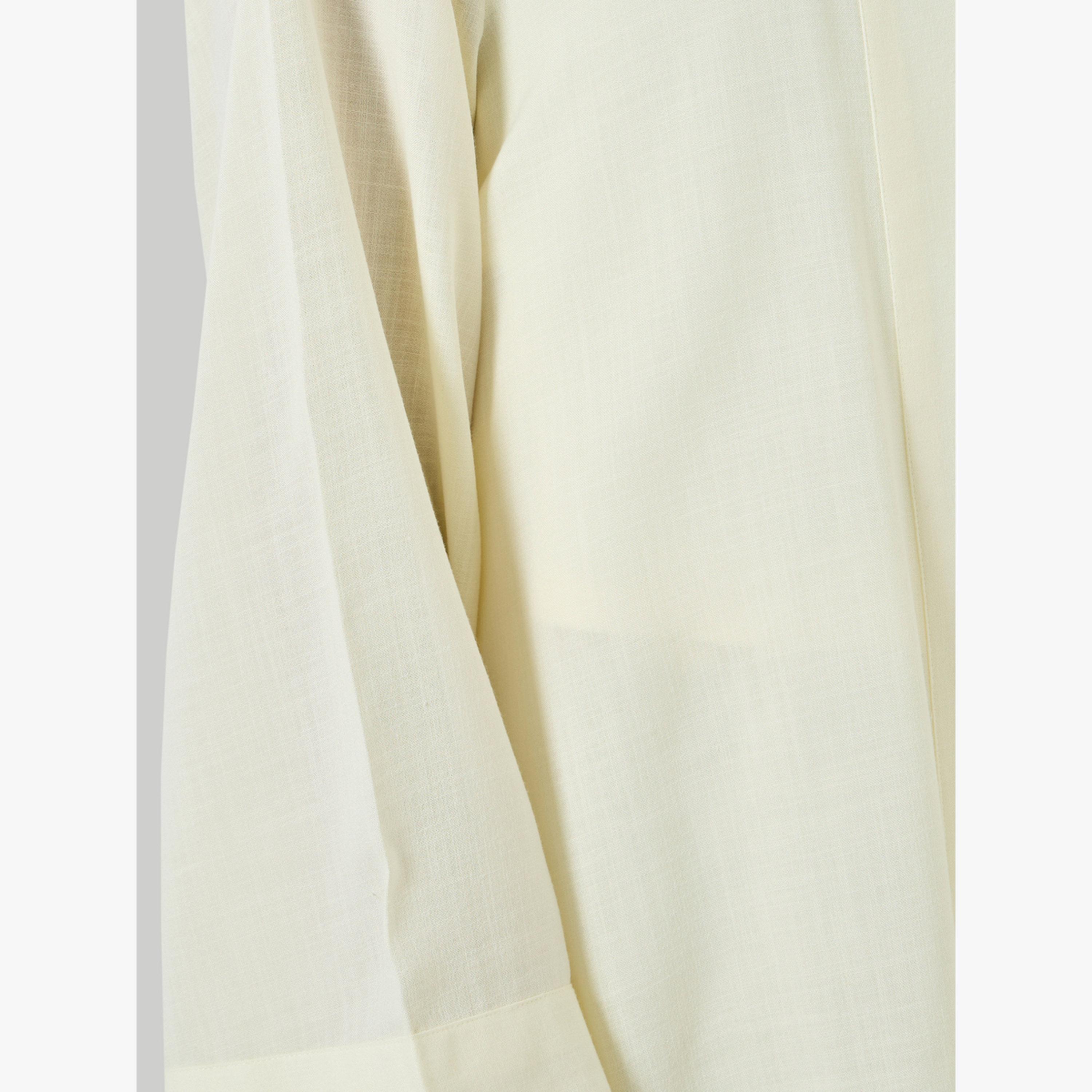 Styli Cream Front Open Solid Abaya-women-arabicclothing-abayas-image-5