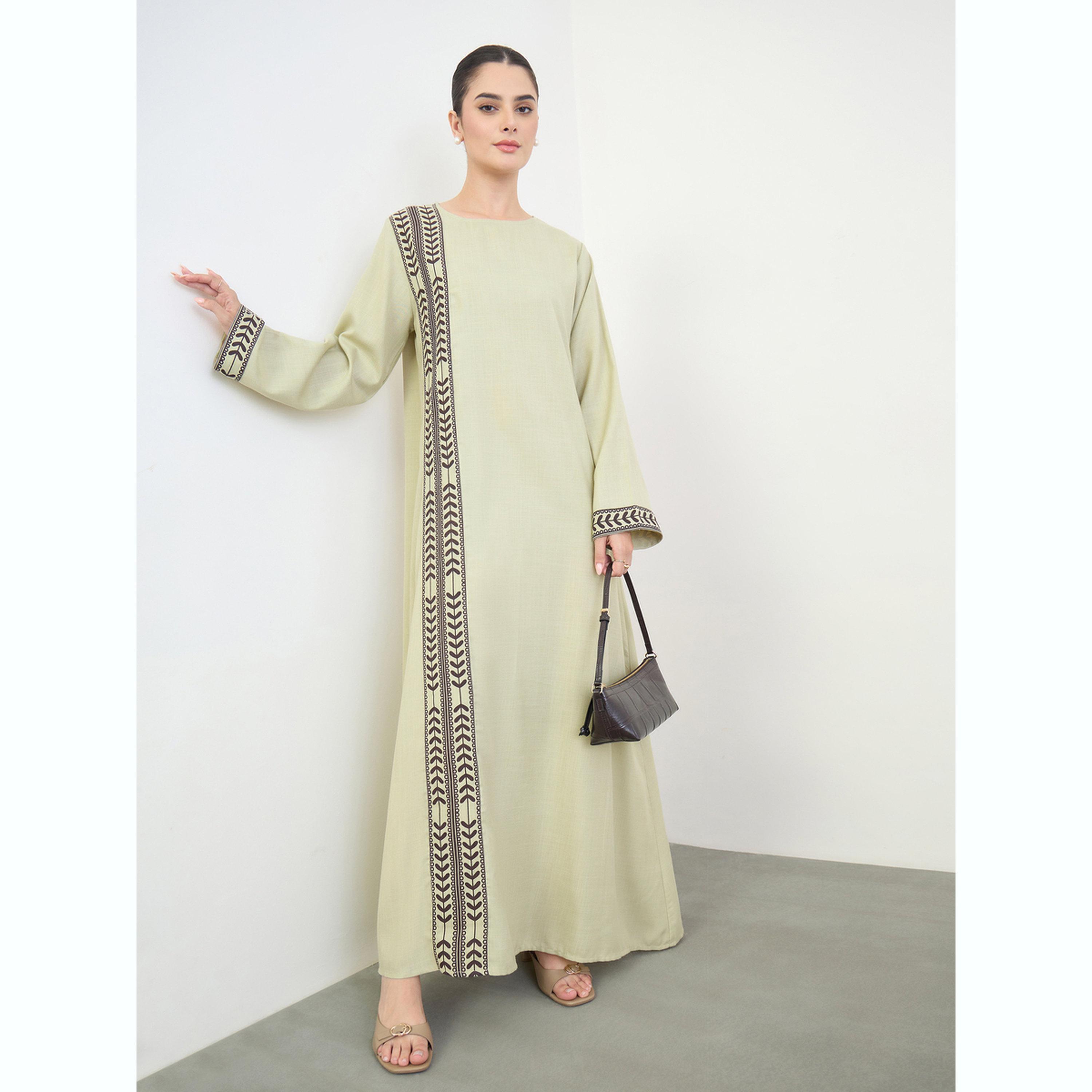 جلابية بأكمام طويلة وأجزاء مطبوعة-women-arabicclothing-jalabiyas-image-2