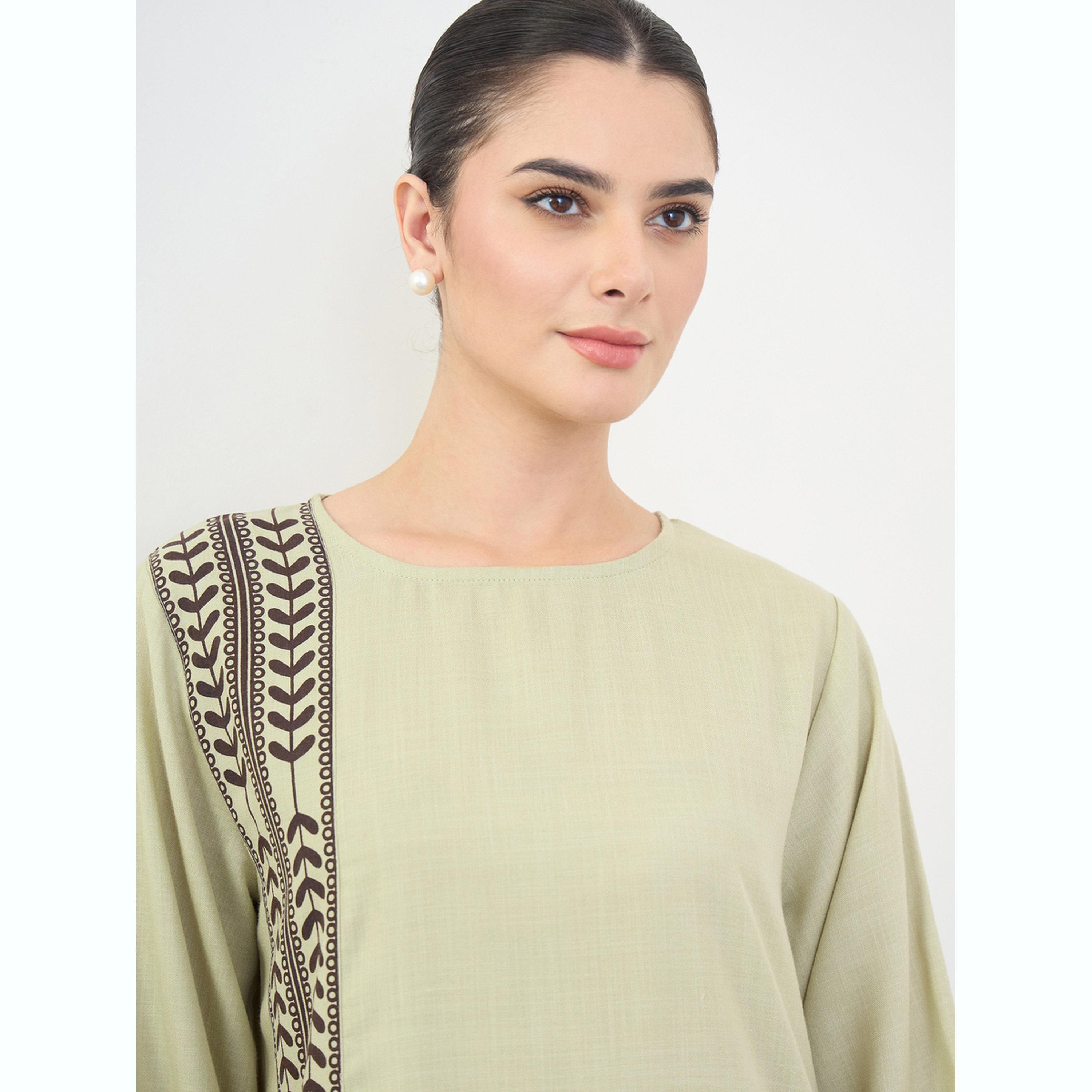 جلابية بأكمام طويلة وأجزاء مطبوعة-women-arabicclothing-jalabiyas-image-5