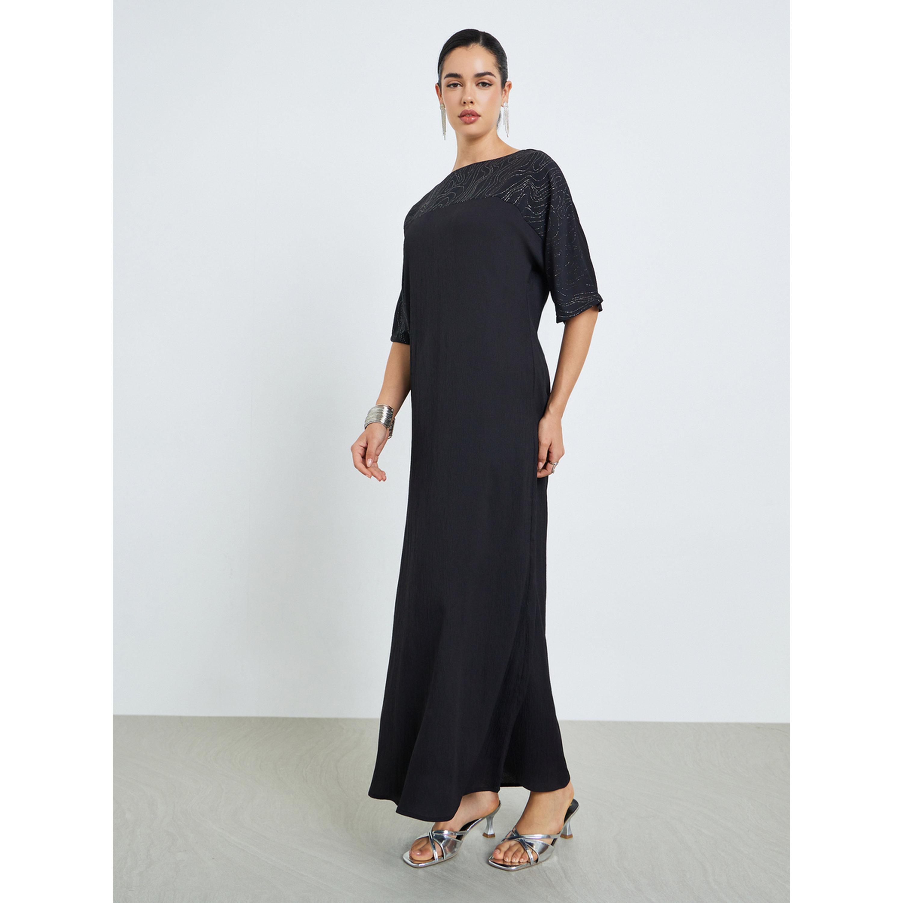 جلابية مطرزة بحافة واسعة للنساء-women-arabicclothing-jalabiyas-image-1