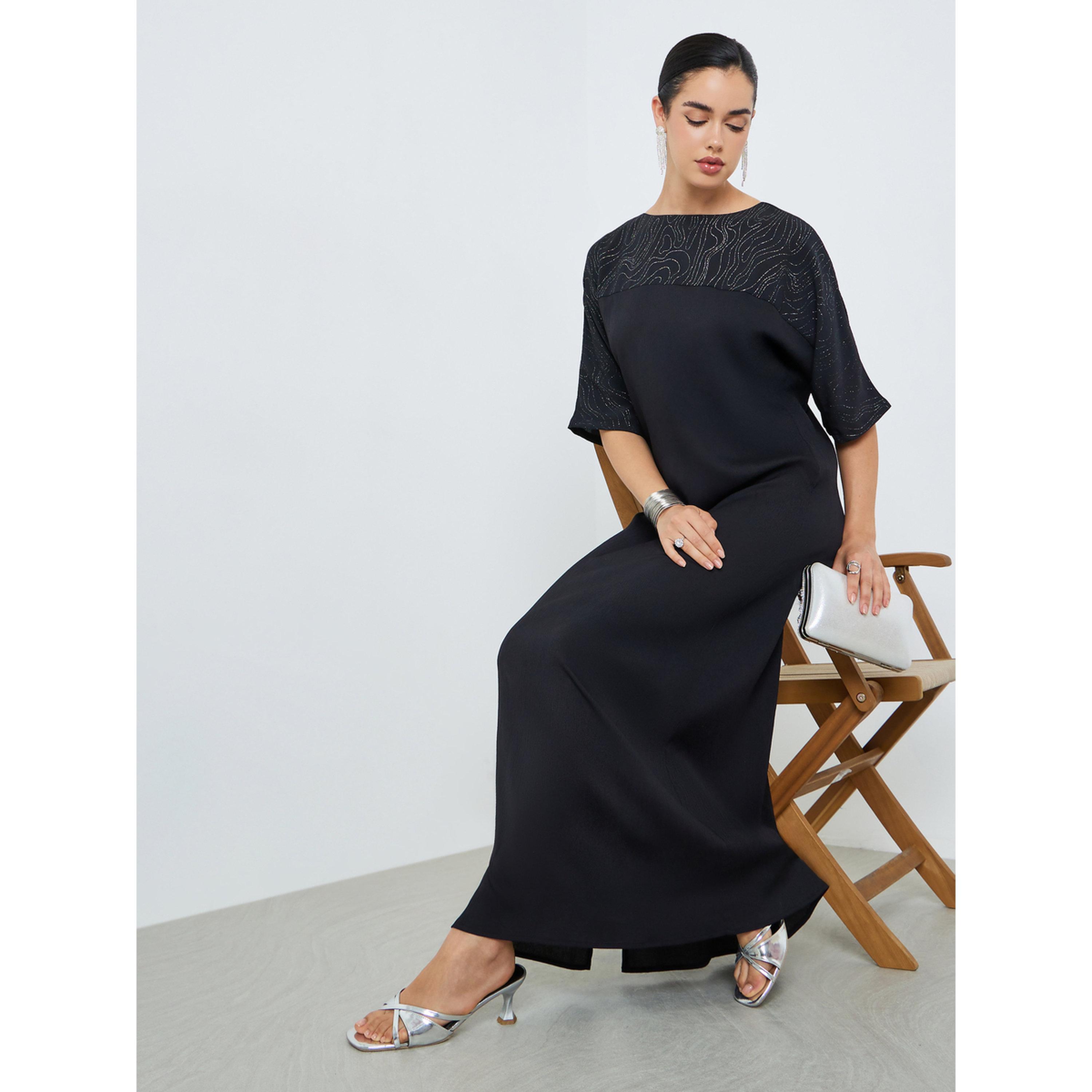 جلابية مطرزة بحافة واسعة للنساء-women-arabicclothing-jalabiyas-image-2