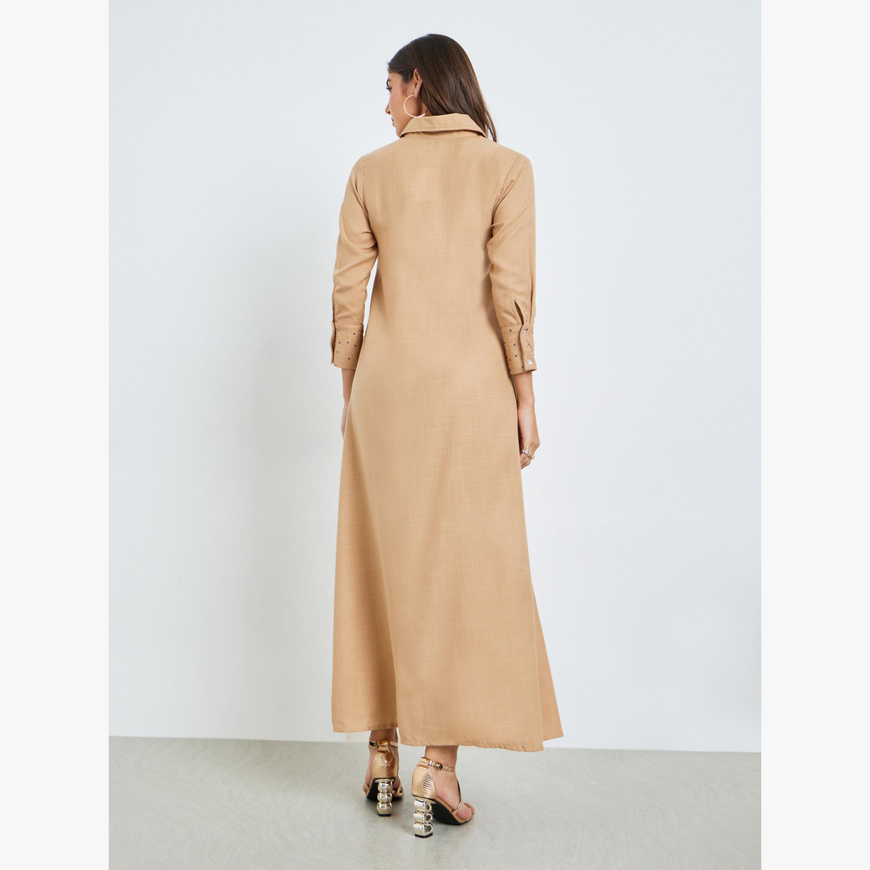 جلابية مزينة بأزرار جزئية-women-arabicclothing-jalabiyas-image-4