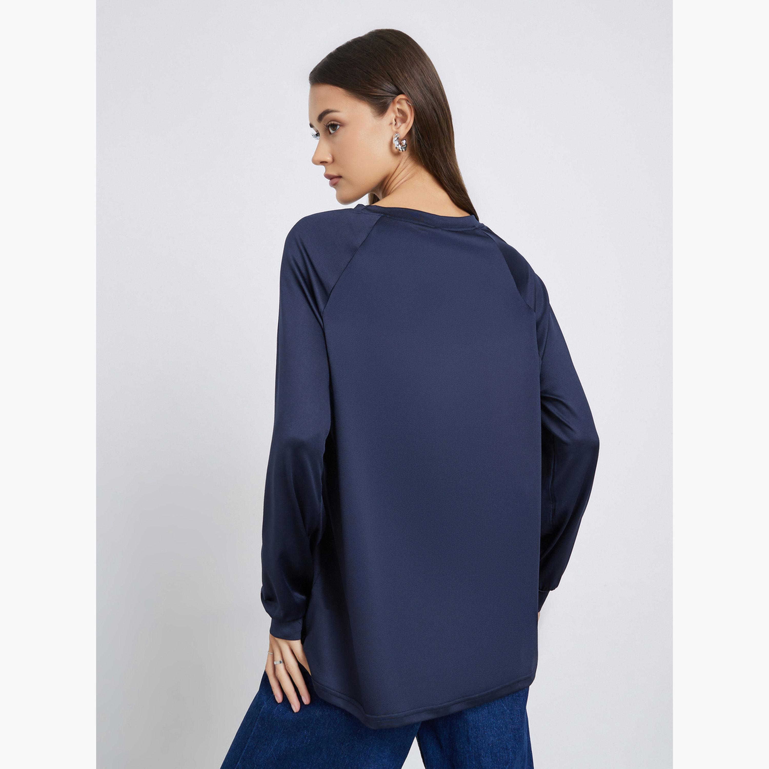 Styli Women Dark Blue Oversized Graphic Print T-Shirt-women-clothing-tshirts-image-5