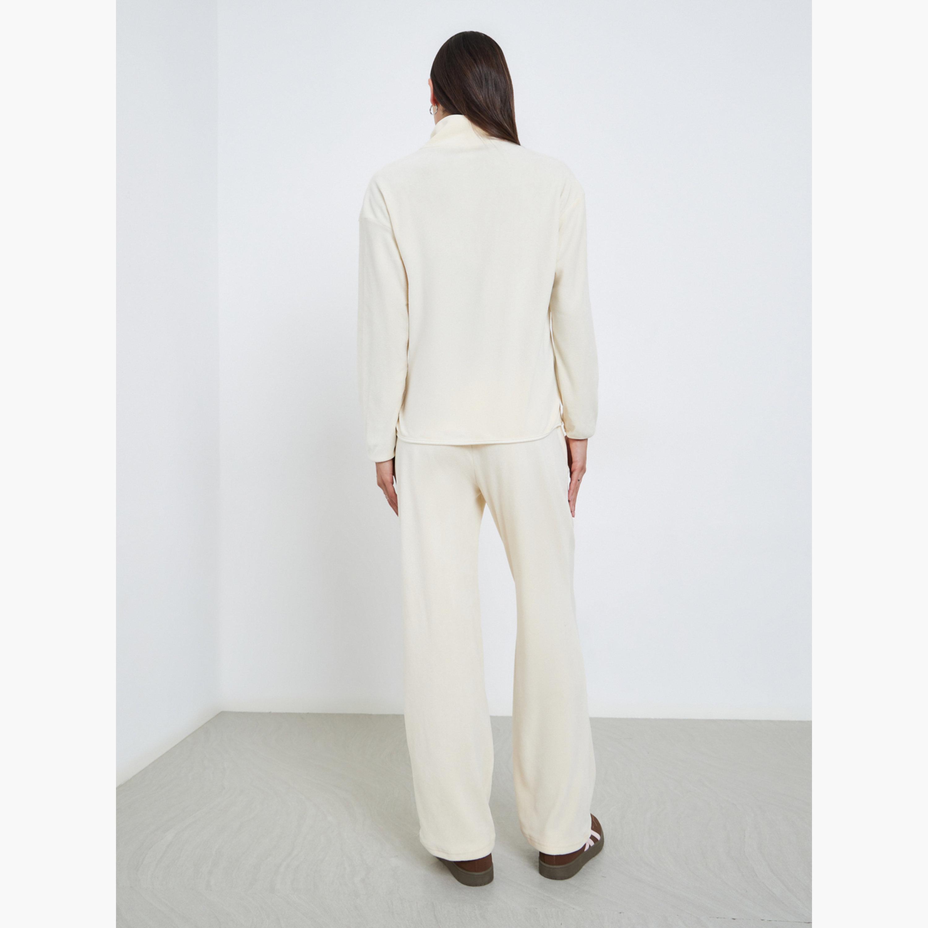 Styli Cream Fleece Zip Up Jacket and Joggers Co-Ords-women-clothing-coordsets-image-3