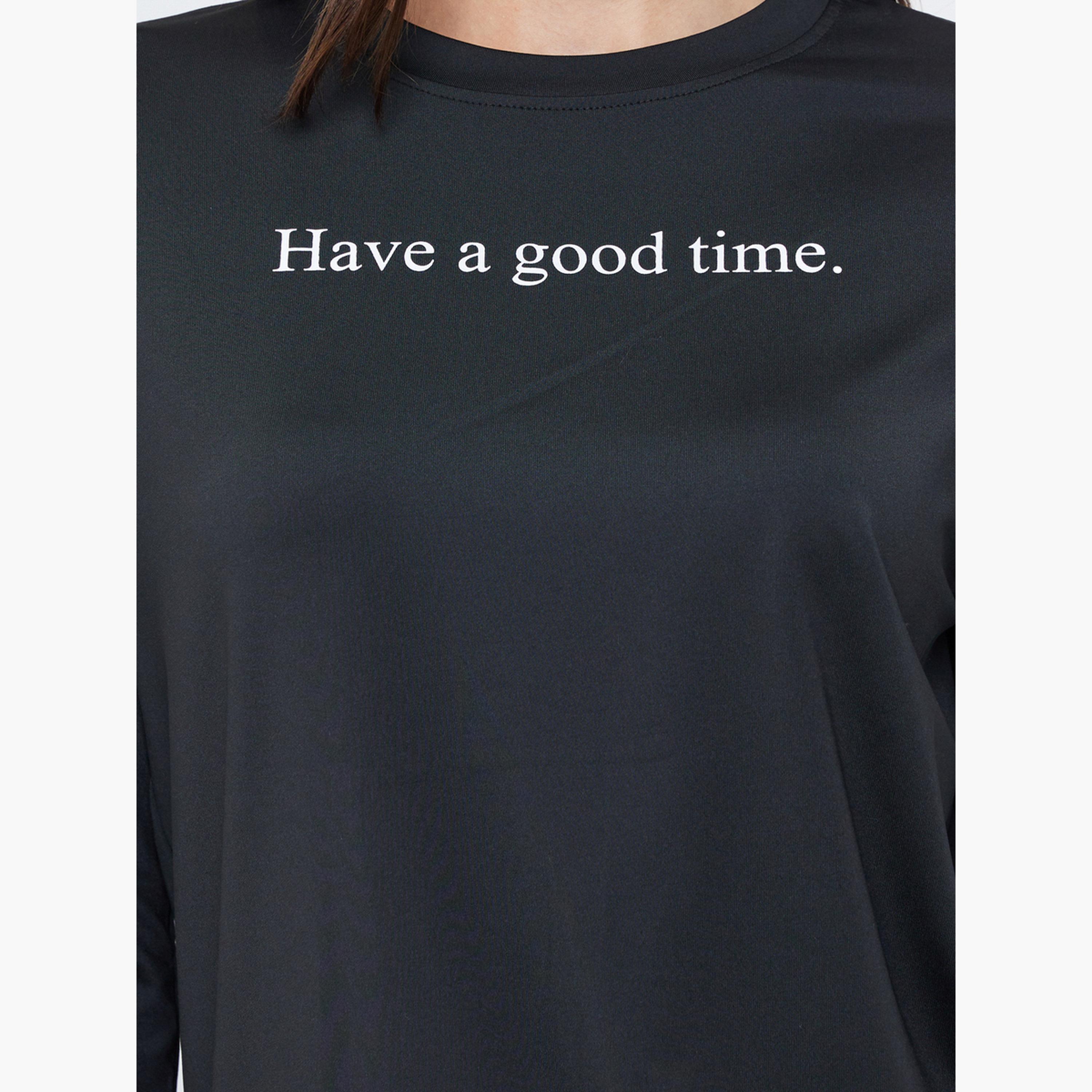 Styli Women Black Slogan Print Oversized T-Shirt-women-clothing-tshirts-image-3
