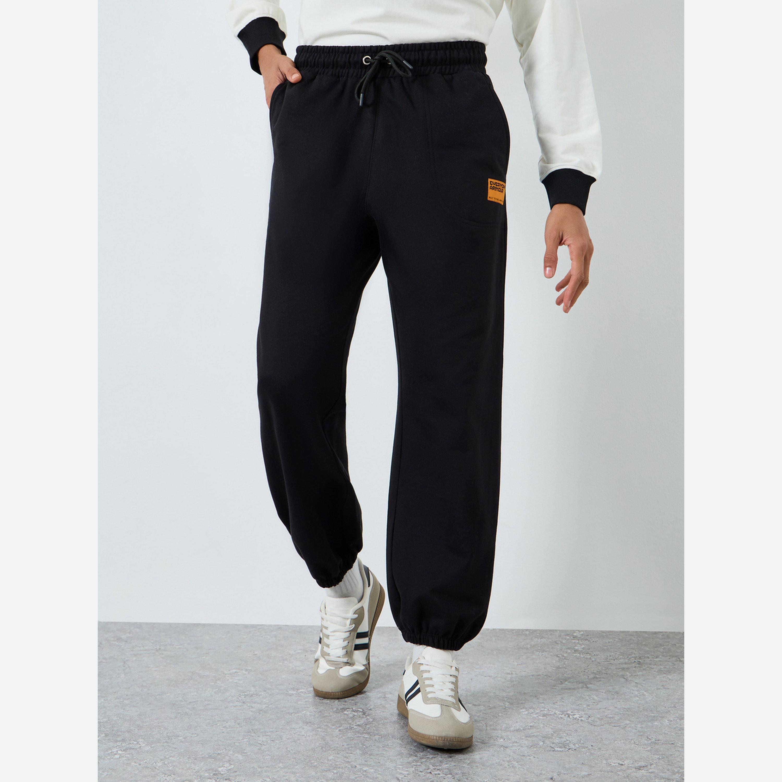 Styli Men Black Fleece Oversized Joggers-men-clothing-bottoms-joggers-image-1
