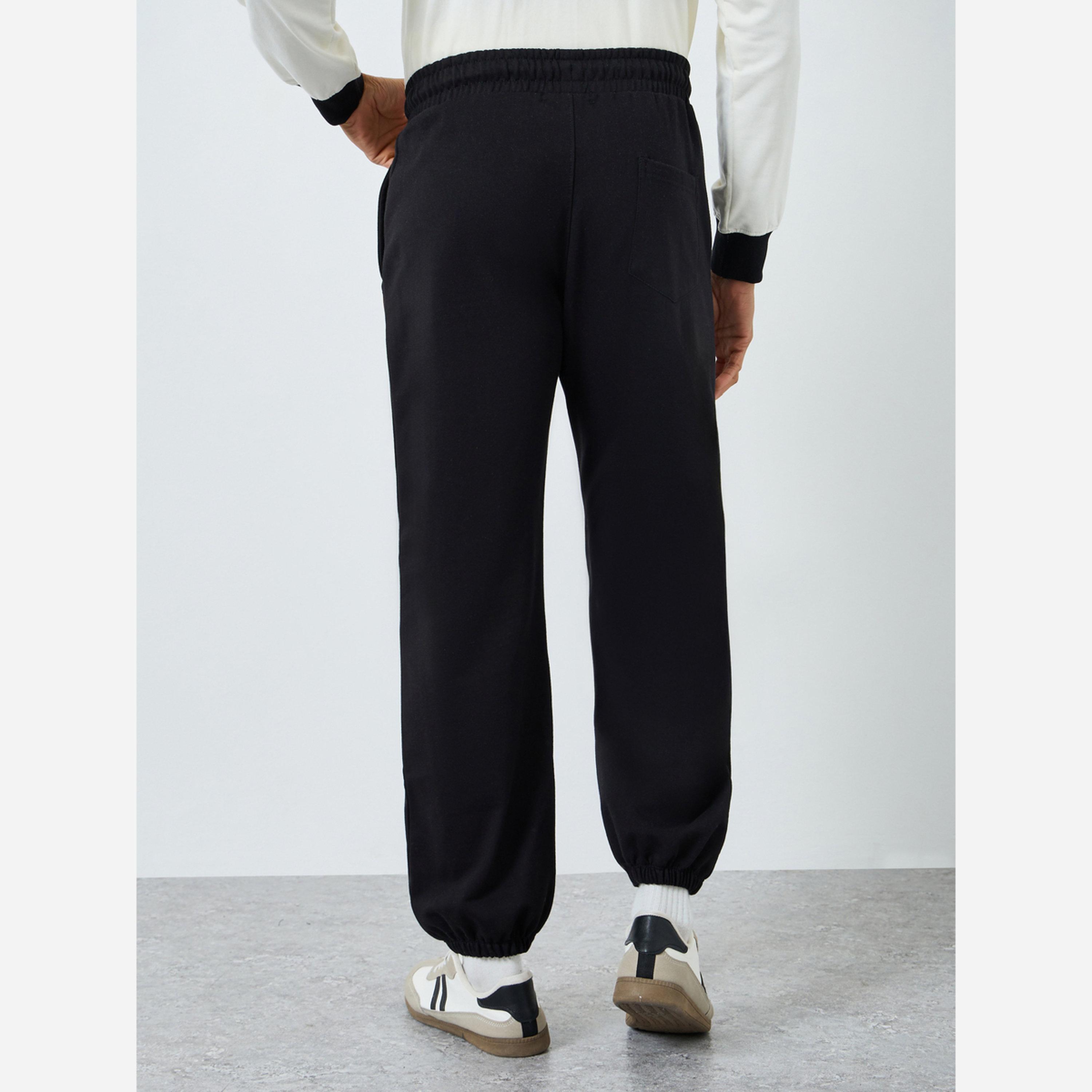 Styli Men Black Fleece Oversized Joggers-men-clothing-bottoms-joggers-image-3
