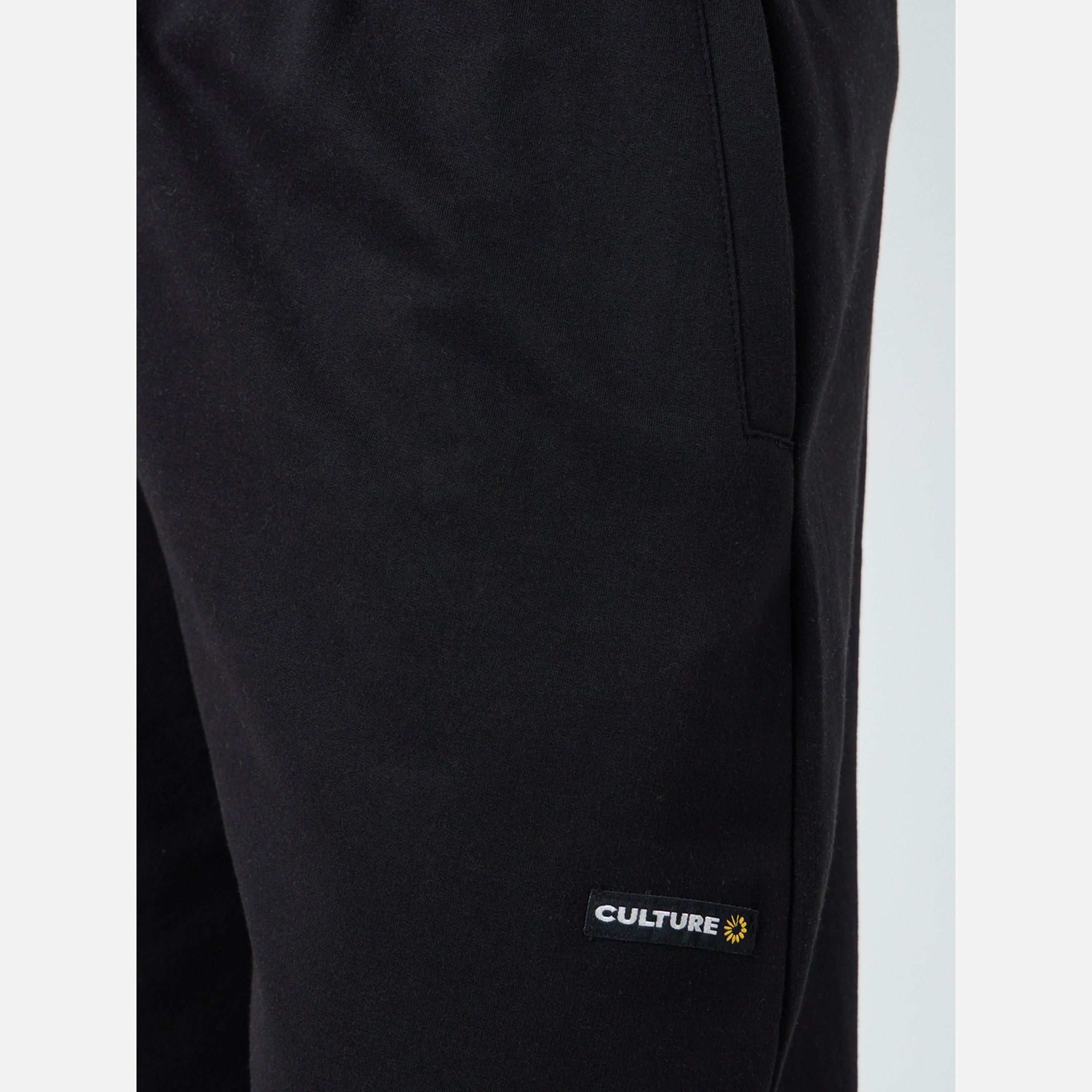 Styli Men Black Embroidered Fleece Wide Leg Joggers-men-clothing-bottoms-joggers-image-4