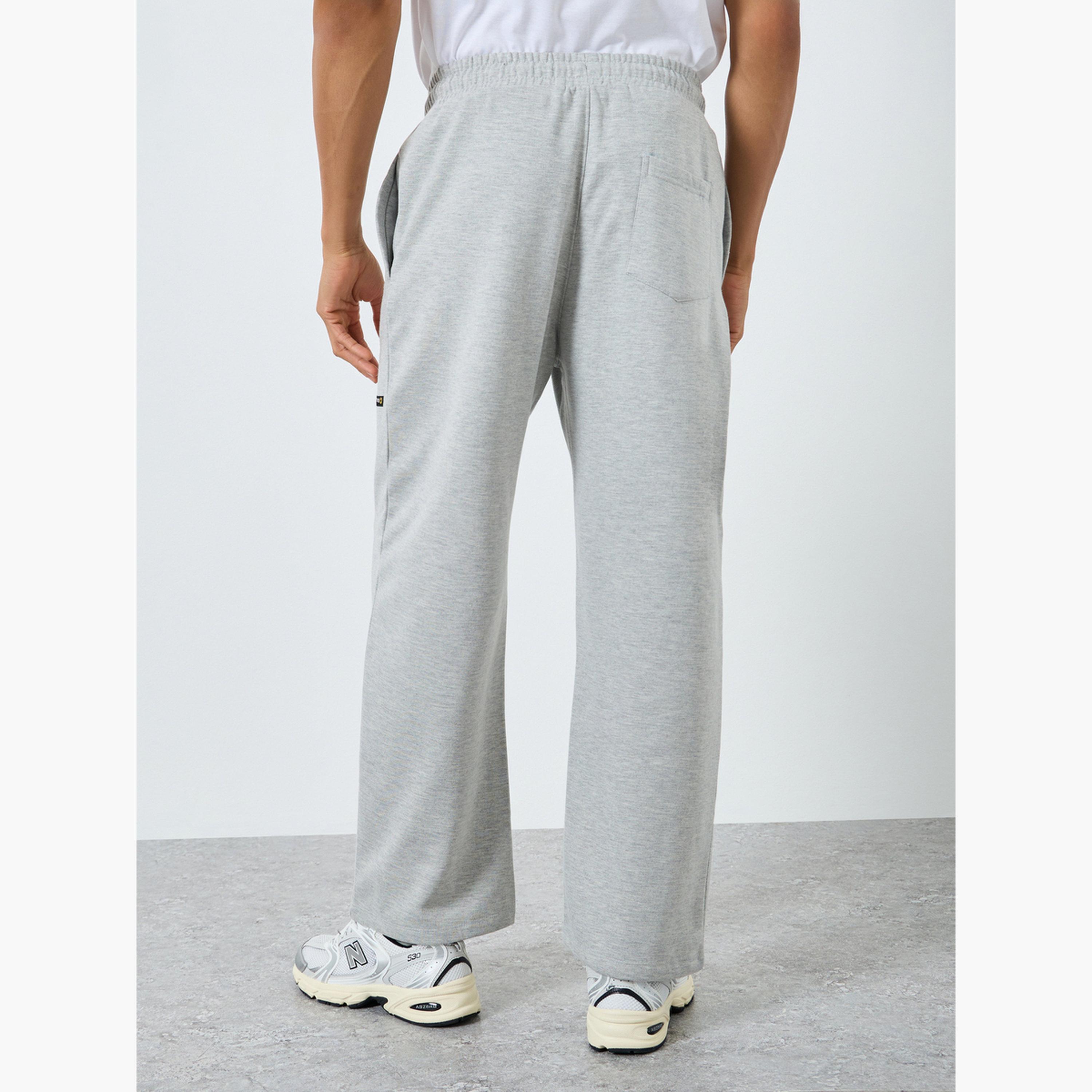 Styli Men Grey Wide Leg Fleece Joggers-men-clothing-bottoms-joggers-image-4
