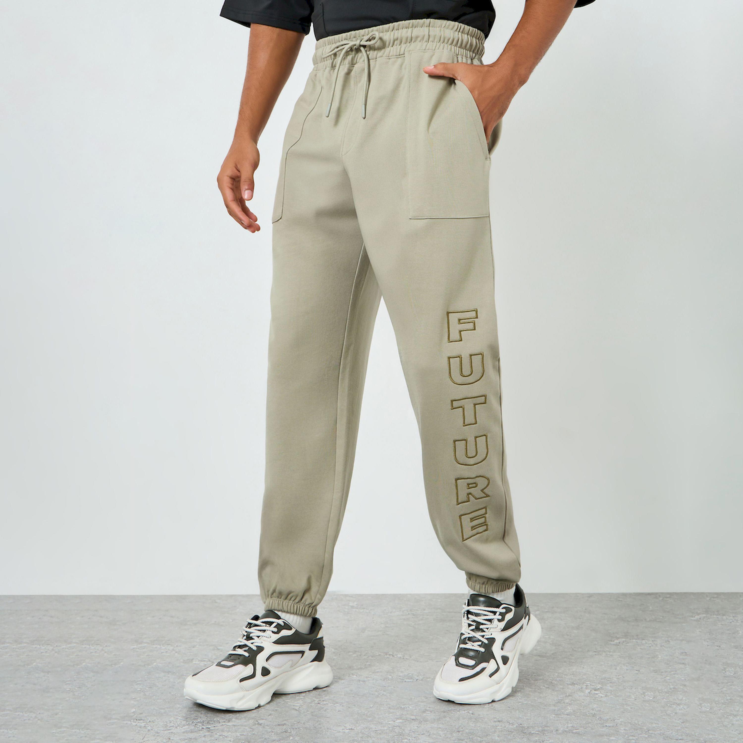 Styli Men Relaxed Fleece Embroidered Joggers-men-clothing-bottoms-joggers-image-1
