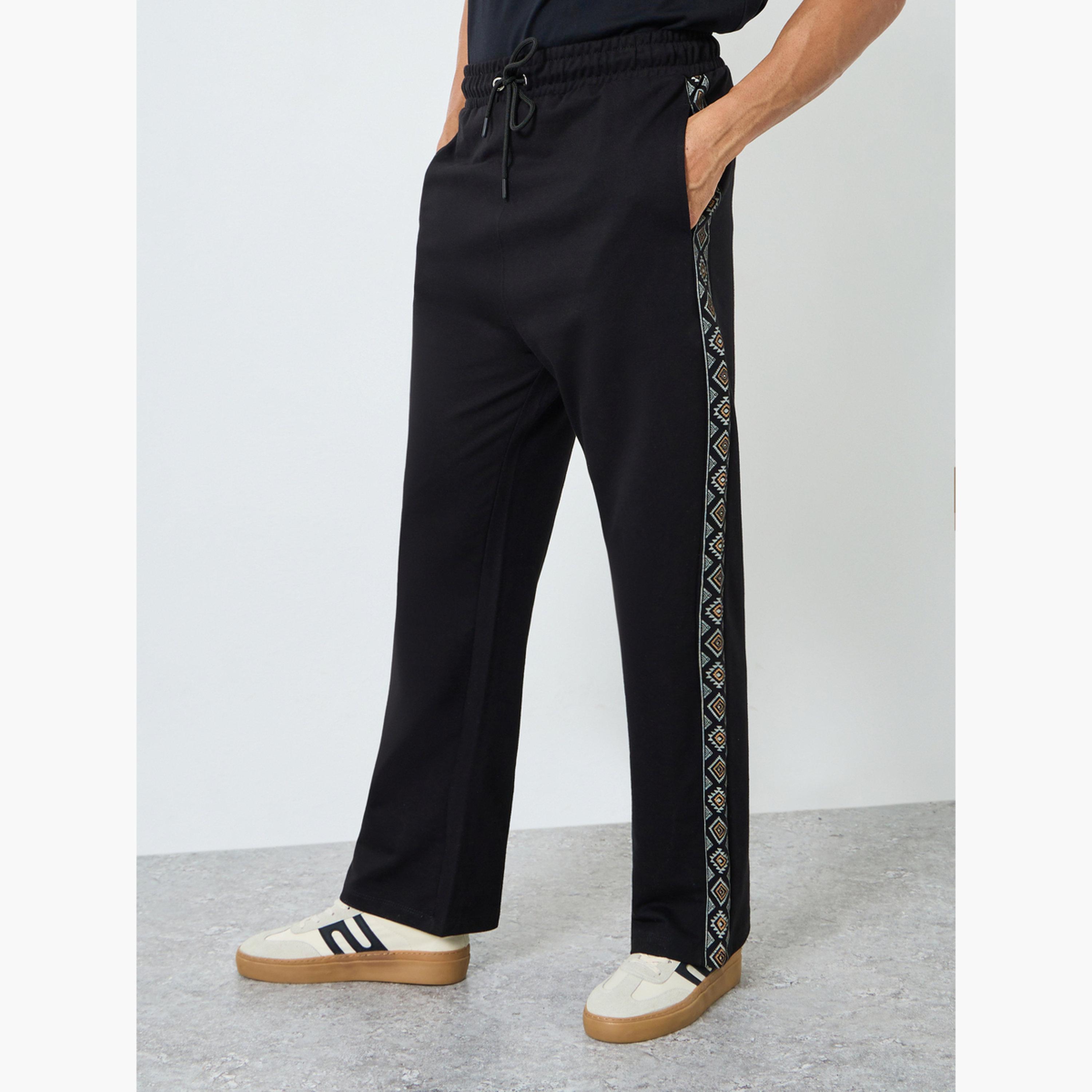 Styli Men Black Oversized Terry Printed Panel Joggers-men-clothing-bottoms-joggers-image-1