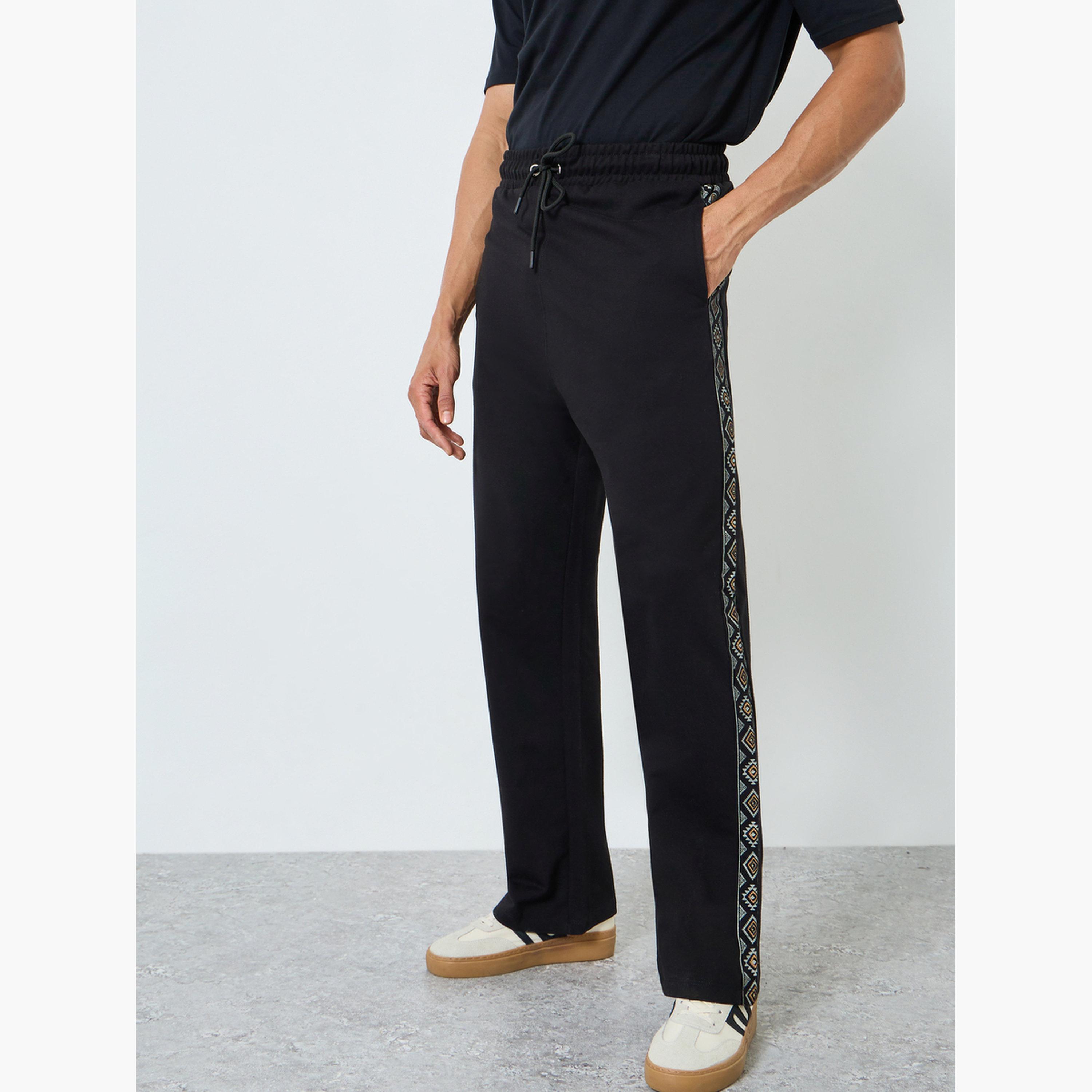 Styli Men Black Oversized Terry Printed Panel Joggers-men-clothing-bottoms-joggers-image-3