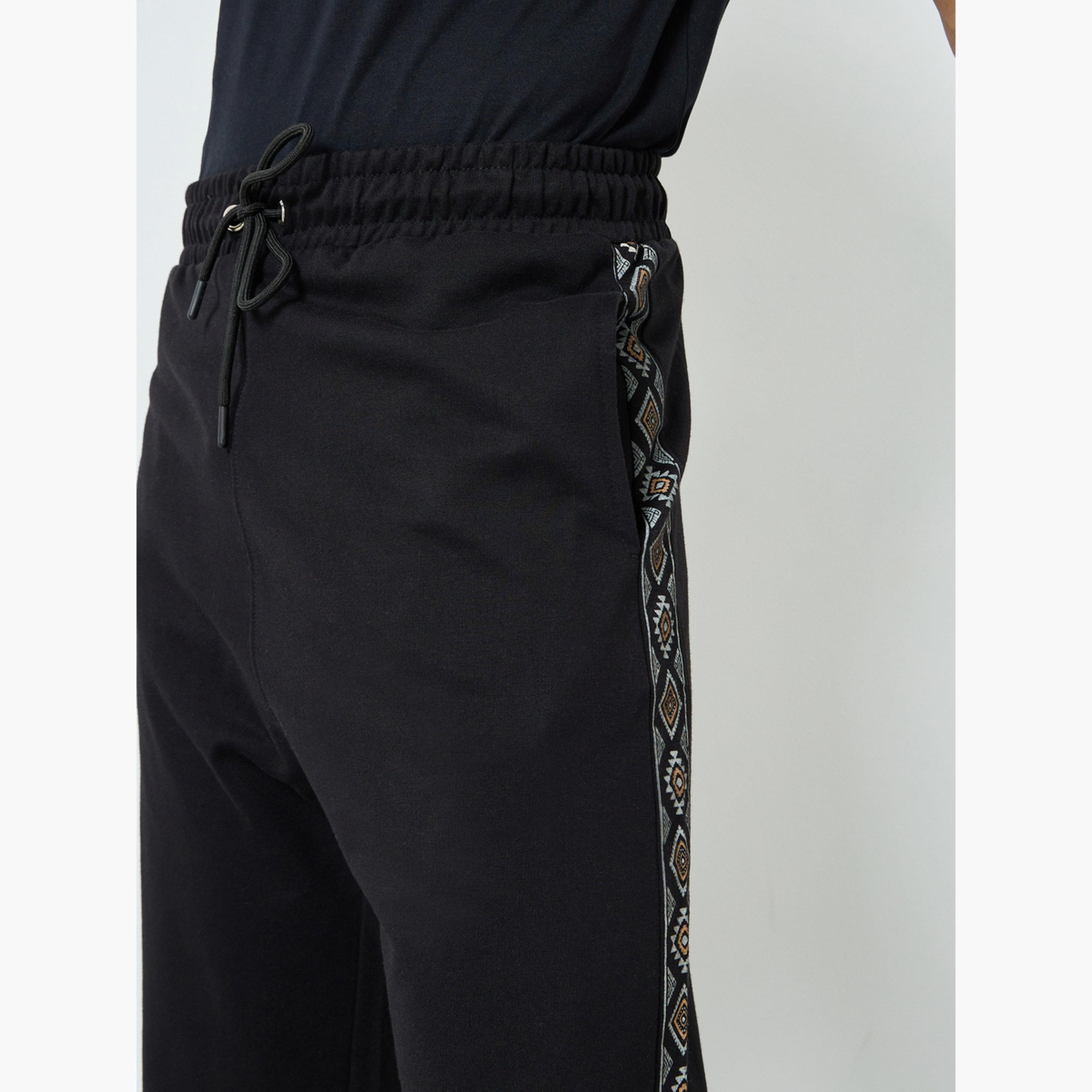 Styli Men Black Oversized Terry Printed Panel Joggers-men-clothing-bottoms-joggers-image-4