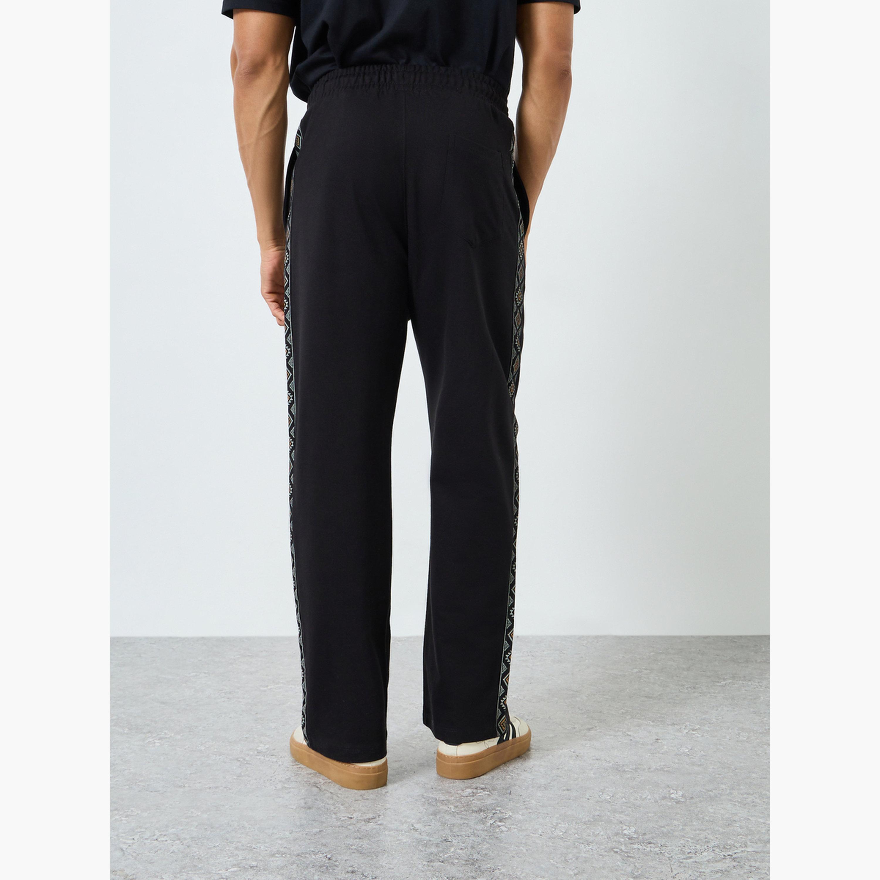 Styli Men Black Oversized Terry Printed Panel Joggers-men-clothing-bottoms-joggers-image-5