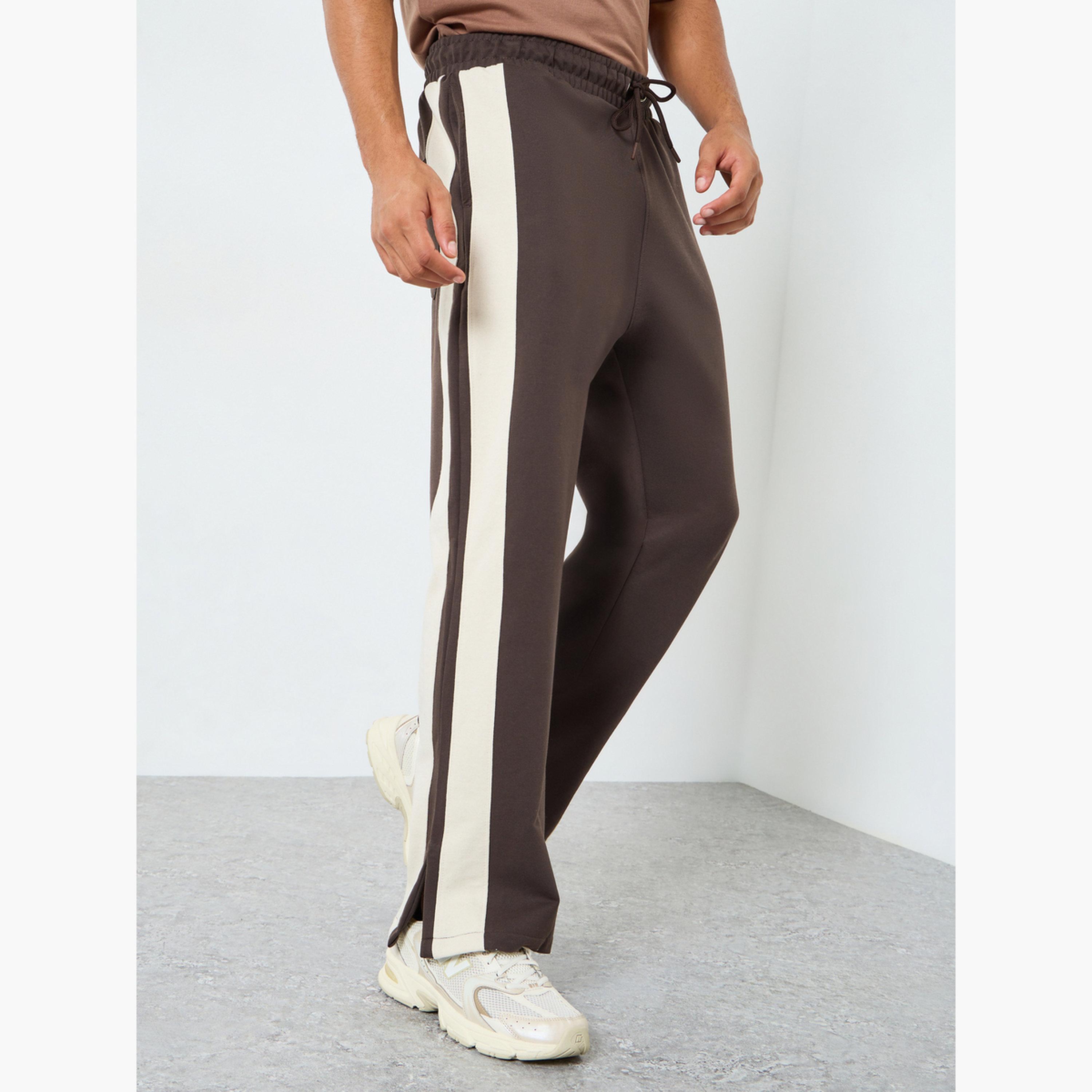 Styli Men Brown Striped Relaxed Fit Joggers-men-clothing-bottoms-joggers-image-1