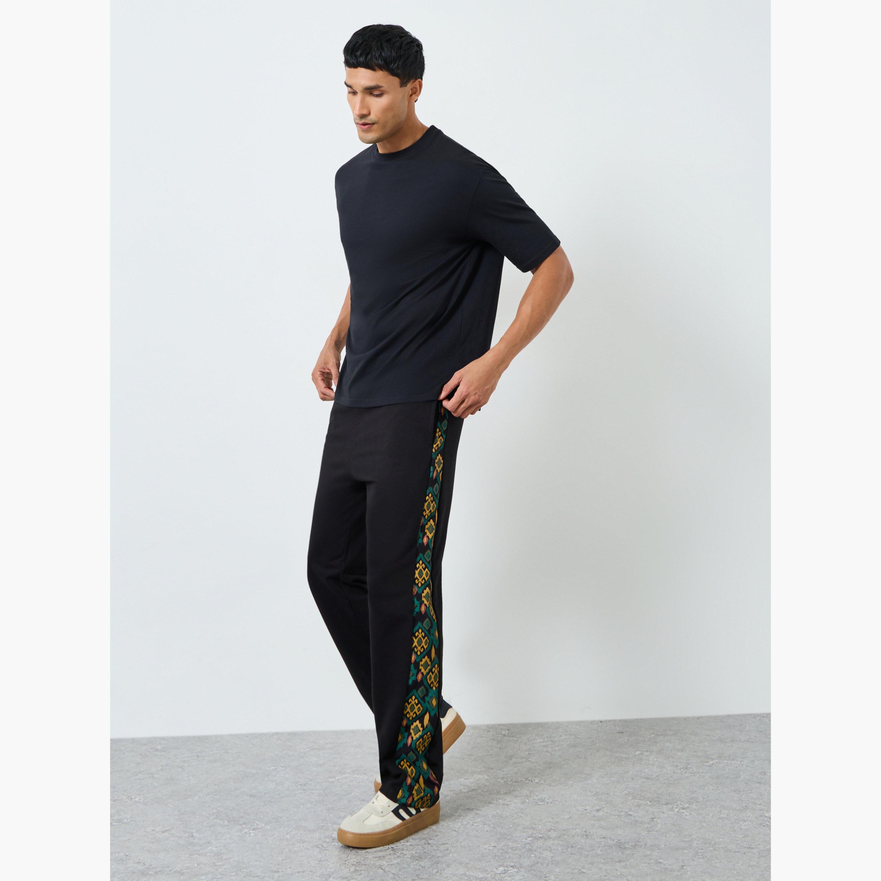 Styli Men Black Printed Side Panel Joggers-men-clothing-bottoms-joggers-image-2