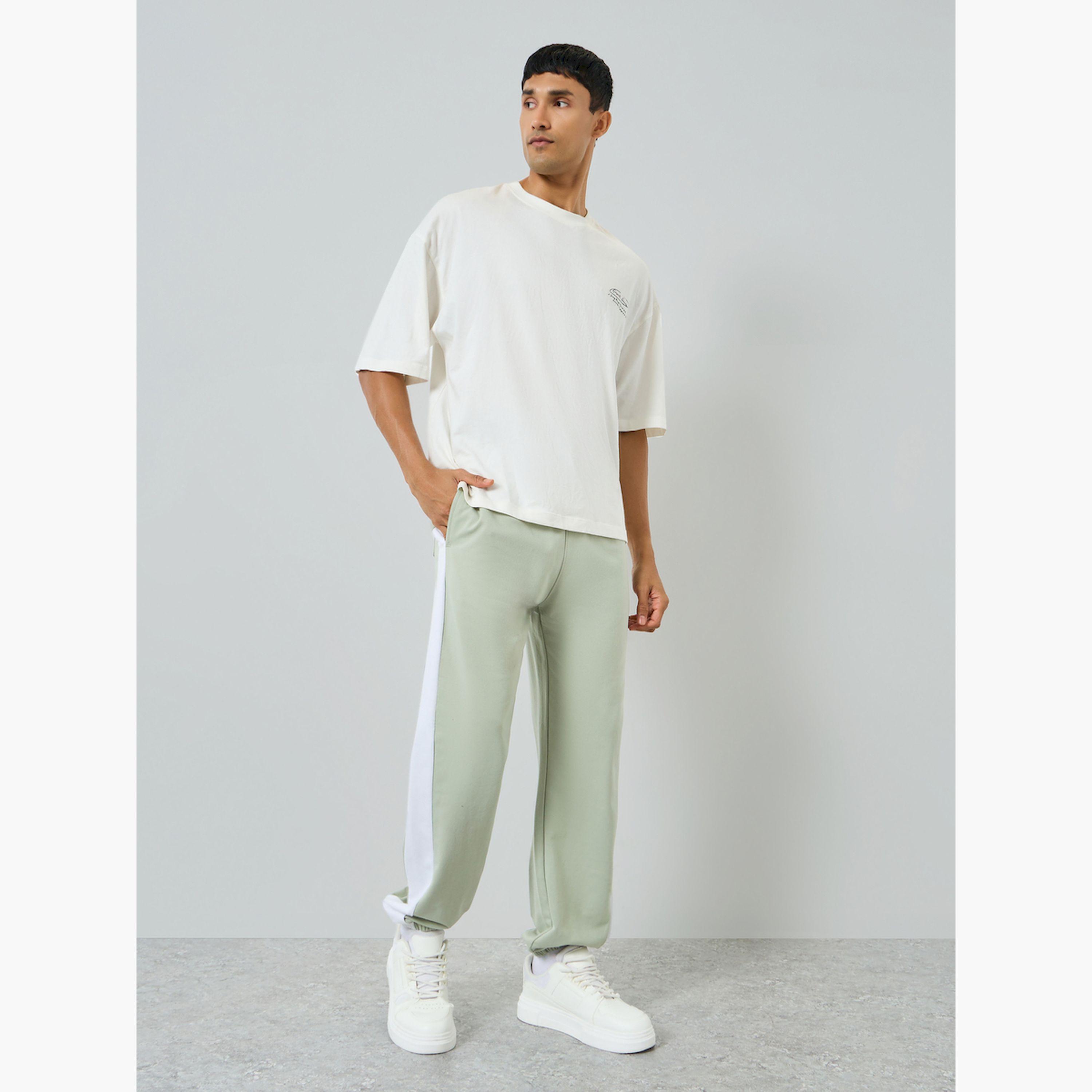 Styli Men Green Printed Side Stripe Joggers-men-clothing-bottoms-joggers-image-2