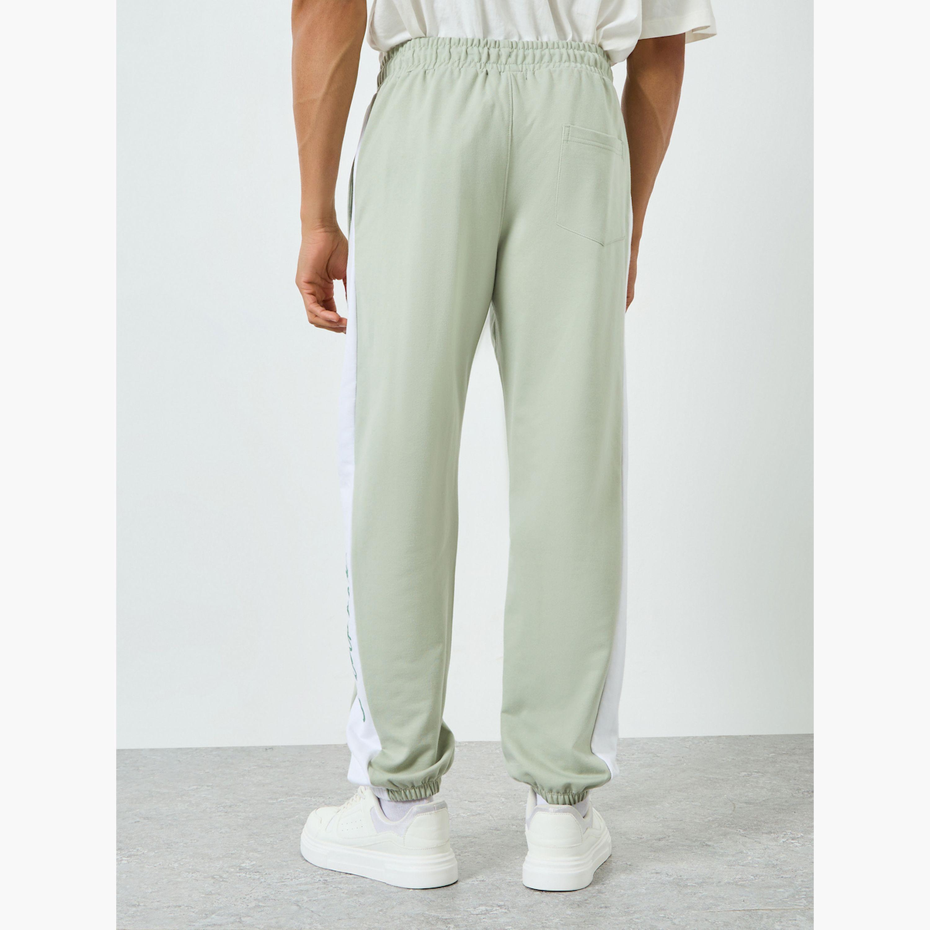 Styli Men Green Printed Side Stripe Joggers-men-clothing-bottoms-joggers-image-4