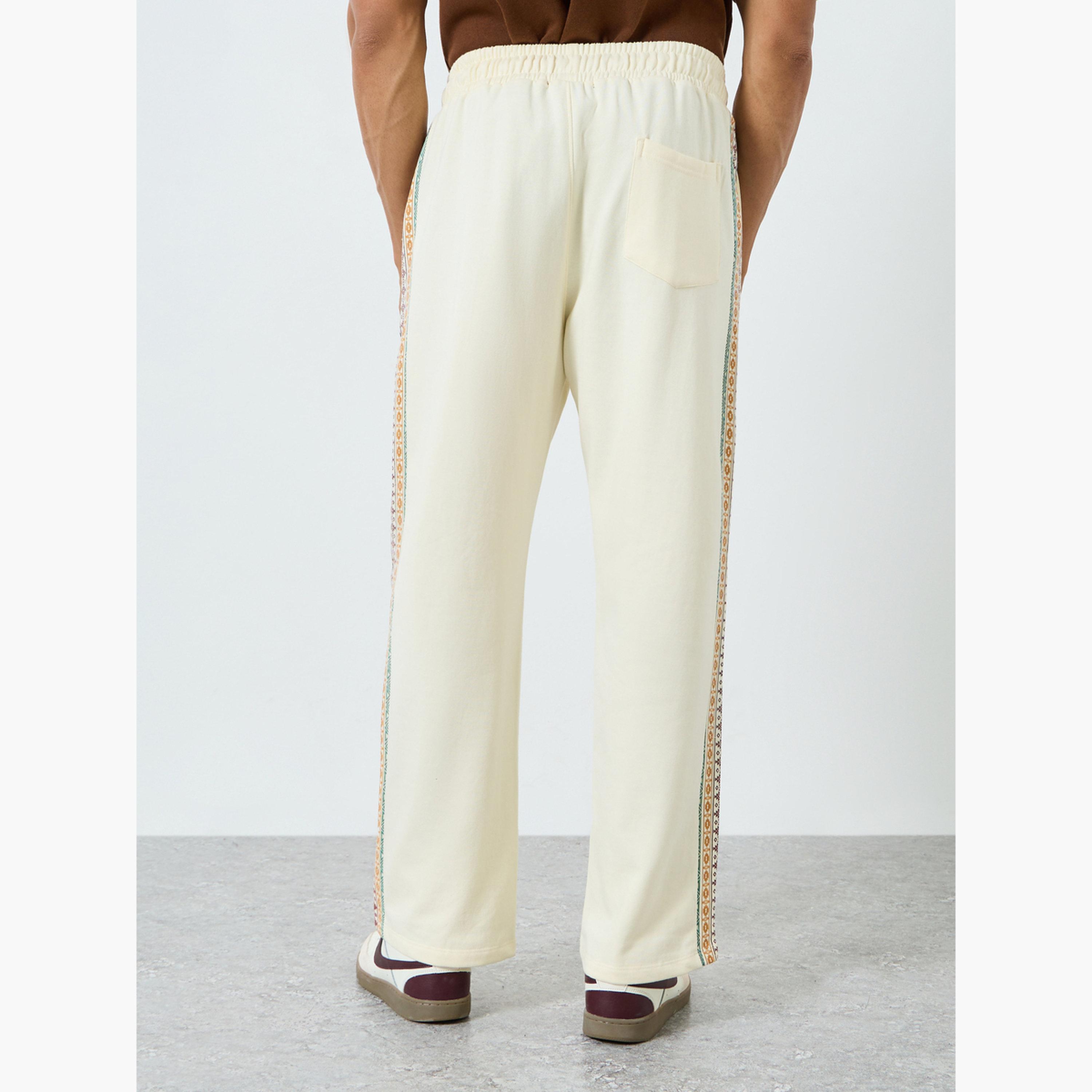 Styli Men Cream Printed Side Panel Joggers-men-clothing-bottoms-joggers-image-4