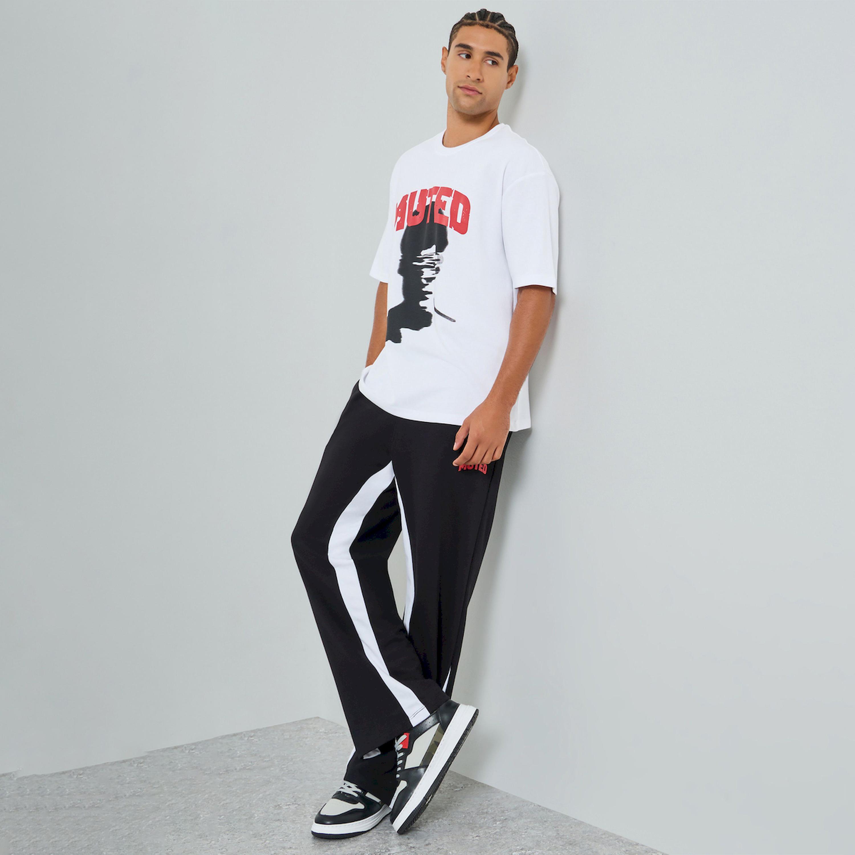 Styli Men Graphic Oversized T-Shirt and Joggers Co-Ords-men-clothing-coordsets-image-1