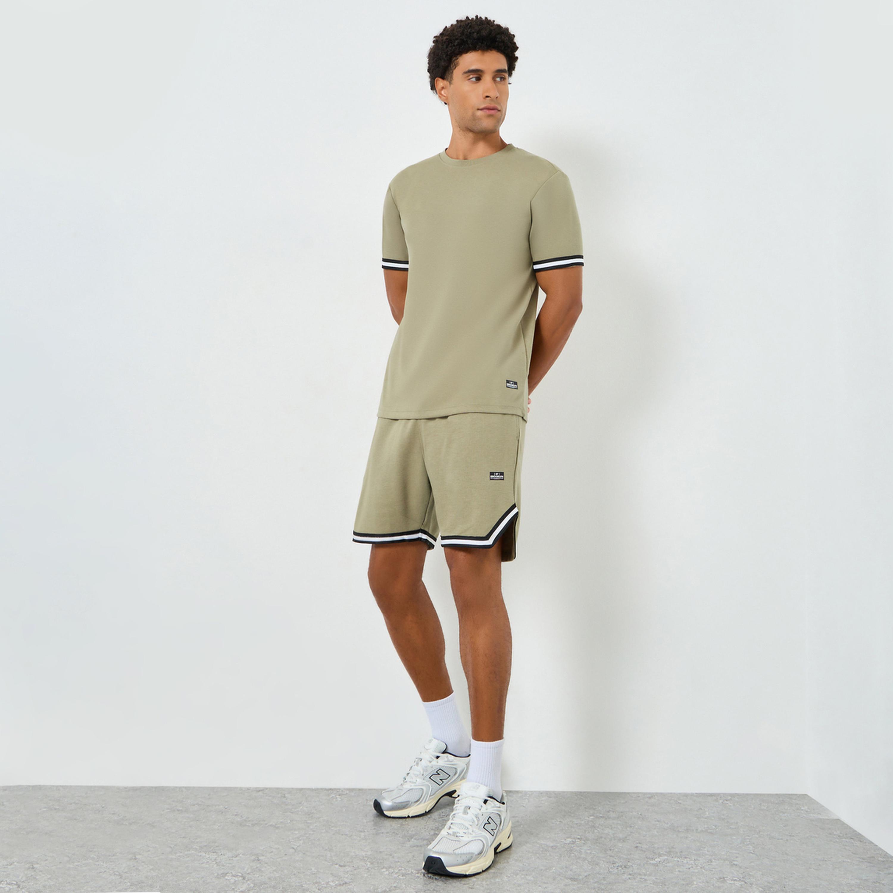 Styli Men Taping Detail Regular Fit T-Shirt and Shorts Co-Ords-men-clothing-coordsets-image-1