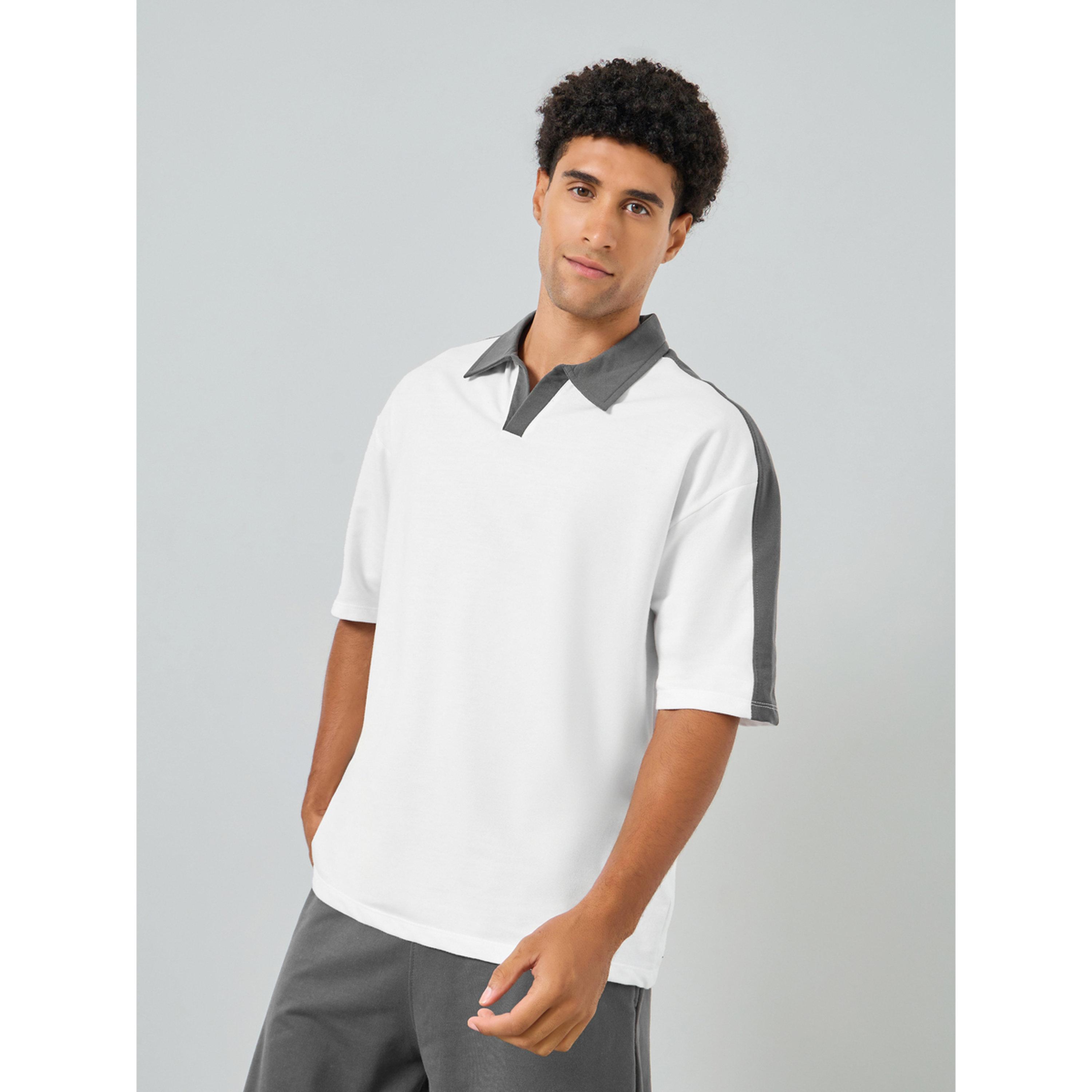 Styli Men White Oversized Polo and Shorts Co-Ords-men-clothing-coordsets-image-2