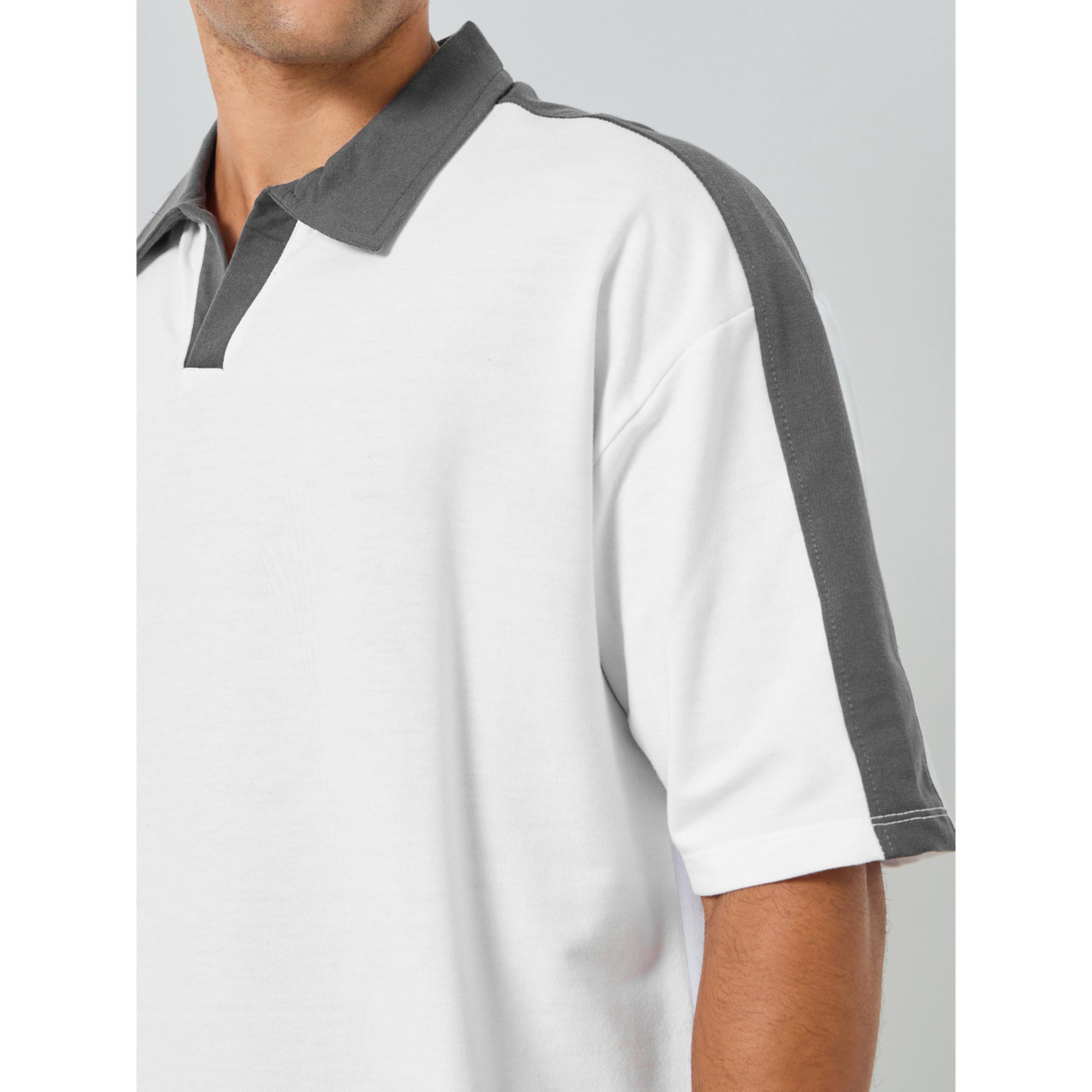 Styli Men White Oversized Polo and Shorts Co-Ords-men-clothing-coordsets-image-3